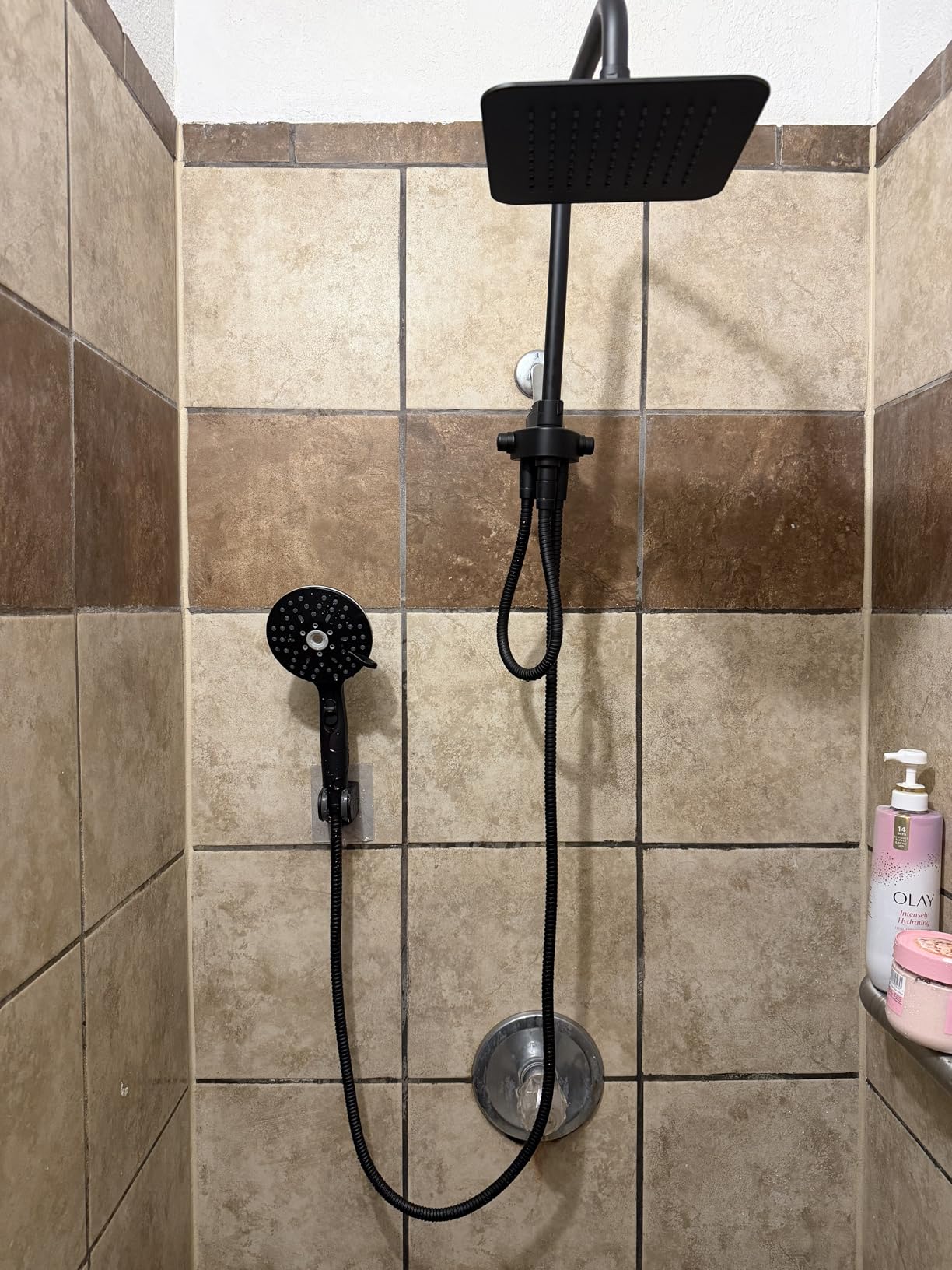 Ryamen Dual Shower Head Combo, 8'' High Pressure Rain Shower Head with Handheld Spray, 6+1 Spray Settings Handheld Showerhead, Height Adjustable, One-touch Pause Button, Brushed Nickel customer photo 1