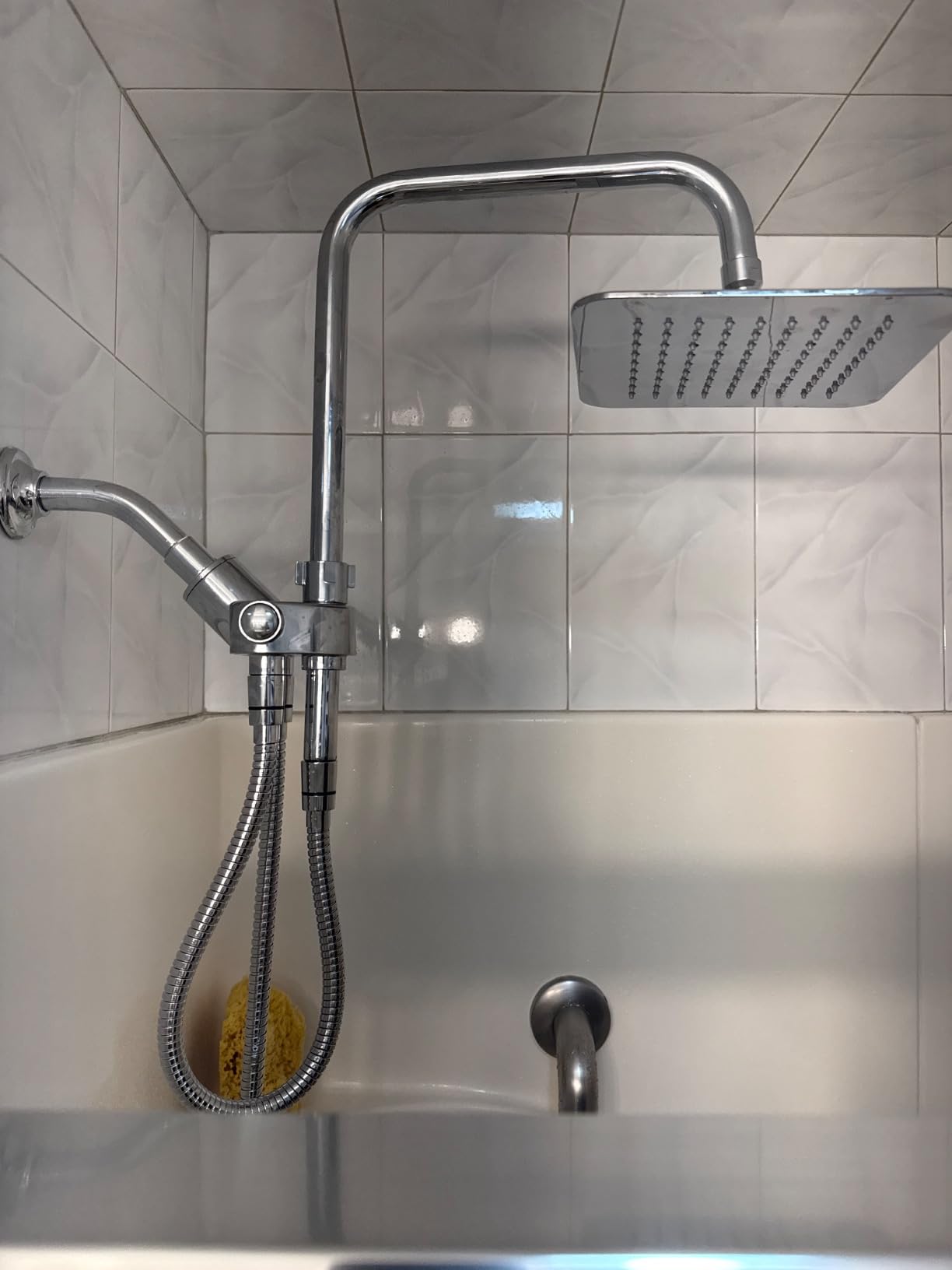 Ryamen Dual Shower Head Combo, 8'' High Pressure Rain Shower Head with Handheld Spray, 6+1 Spray Settings Handheld Showerhead, Height Adjustable, One-touch Pause Button, Brushed Nickel customer photo 2