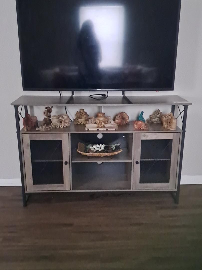 WLIVE TV Stand 55 inch TV, Tall Entertainment Center with Storage, Farmhouse Industrial TV Console for Bedroom Living Room, Rustic Brown customer photo 2