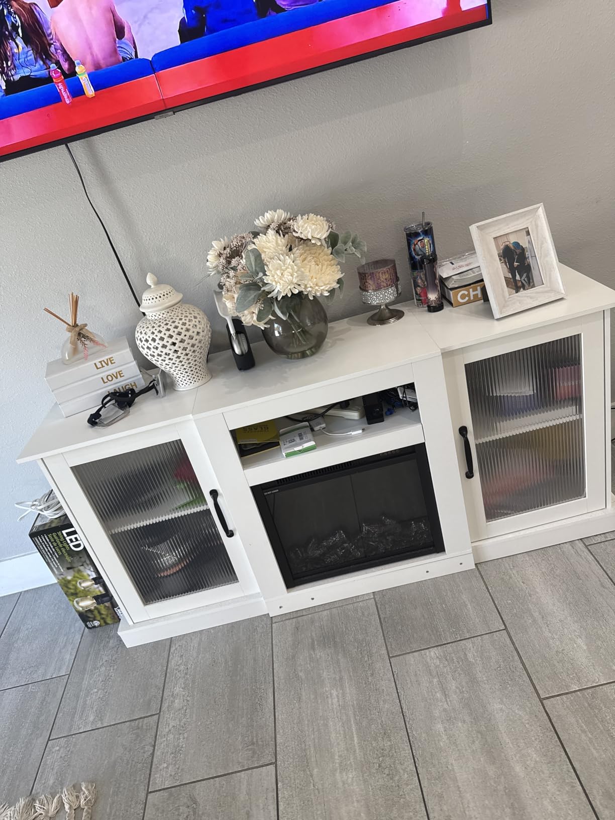 WLIVE Fireplace TV Stand for 65 in TVs, Media Console with Storage, Black customer photo 1