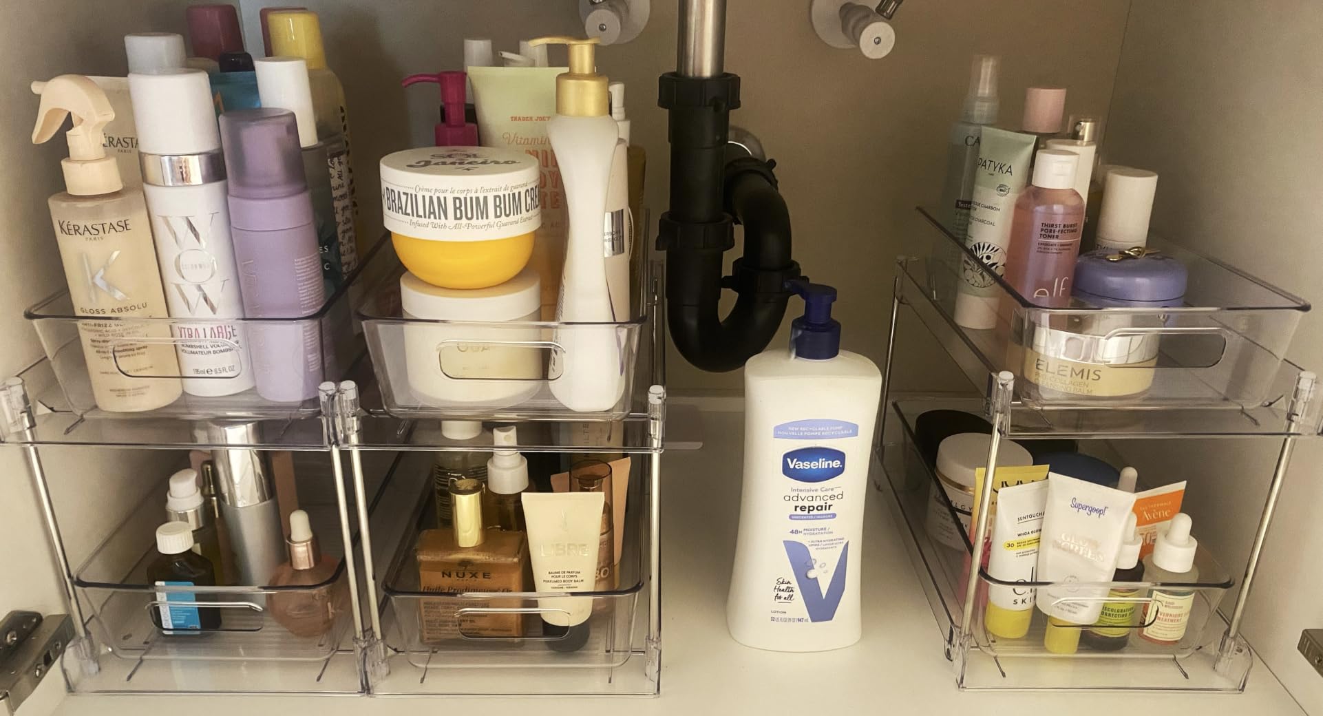 Vtopmart 4 Pack Pull Out Bathroom Under Sink Organizer (S-Standard) | Slide-out drawers, Multi-purpose storage, Clear visibility, Easy Set-up customer photo 2