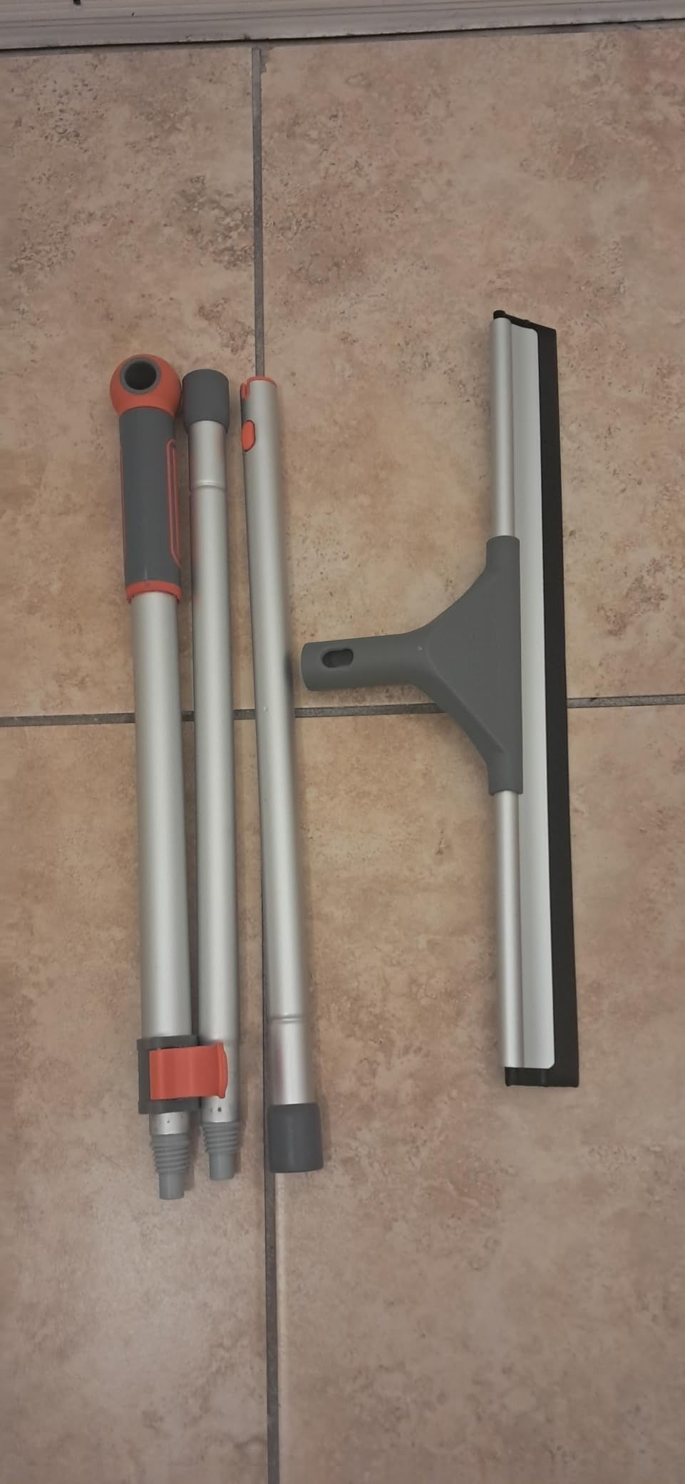 Eazer Floor Squeegee for Floor: Heavy Duty Scrubber with Extendable 60'' Aluminum Pole and Rubber Blade for Kitchen, Swimming Pool, Concrete Floors,Shower,Tiles,Garages,Windows,Glass,Pet Hair Removal customer photo 1