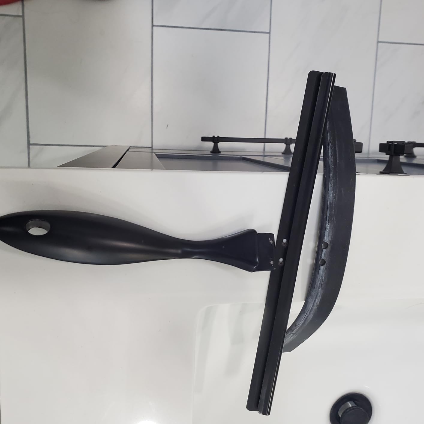 All-Purpose Stainless Steel Shower Squeegee for Shower Glass Door with 2 Adhesive Hooks, Bathroom Cleaner Tool Household Window Mirror Squeegee , Cleaning Tile Wall, Car, 10 Inch Silver customer photo 2