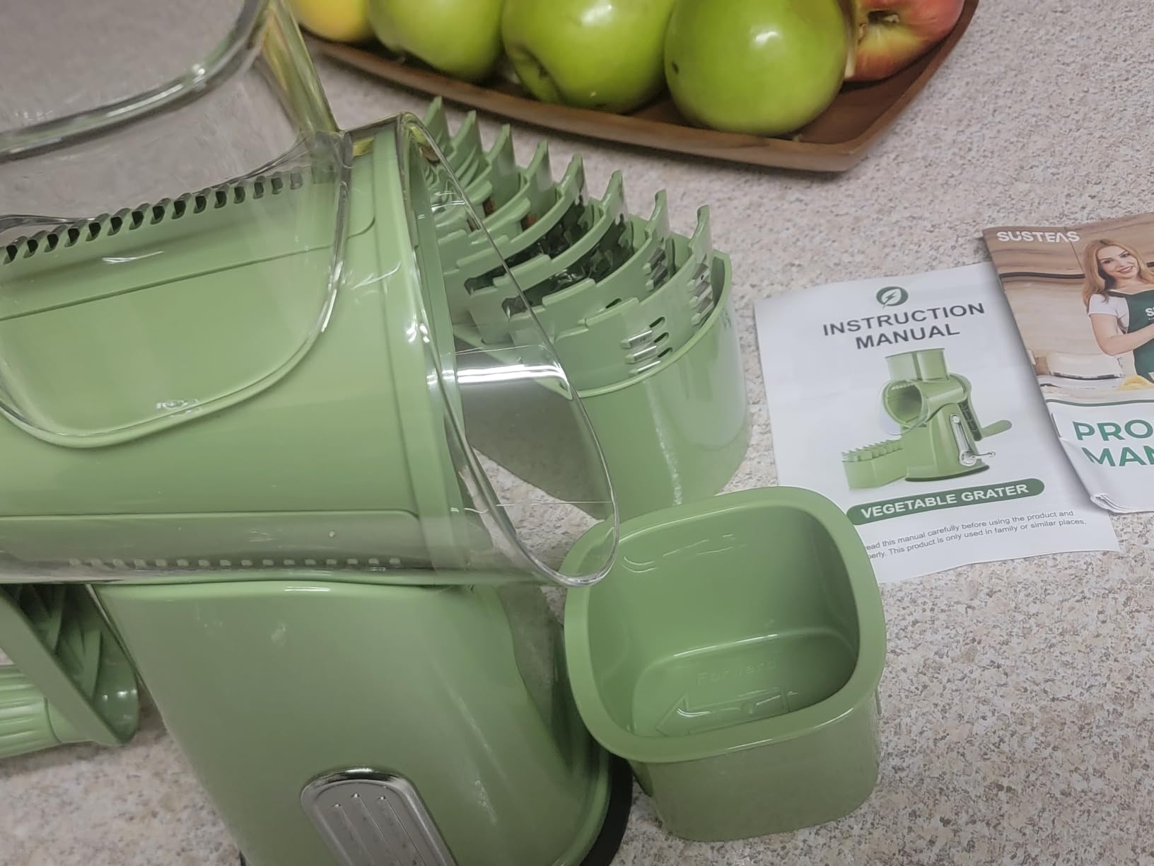 SUSTEAS Rotary Cheese Grater, Large Vegetable Food Shredder, 5 Blades customer photo 2