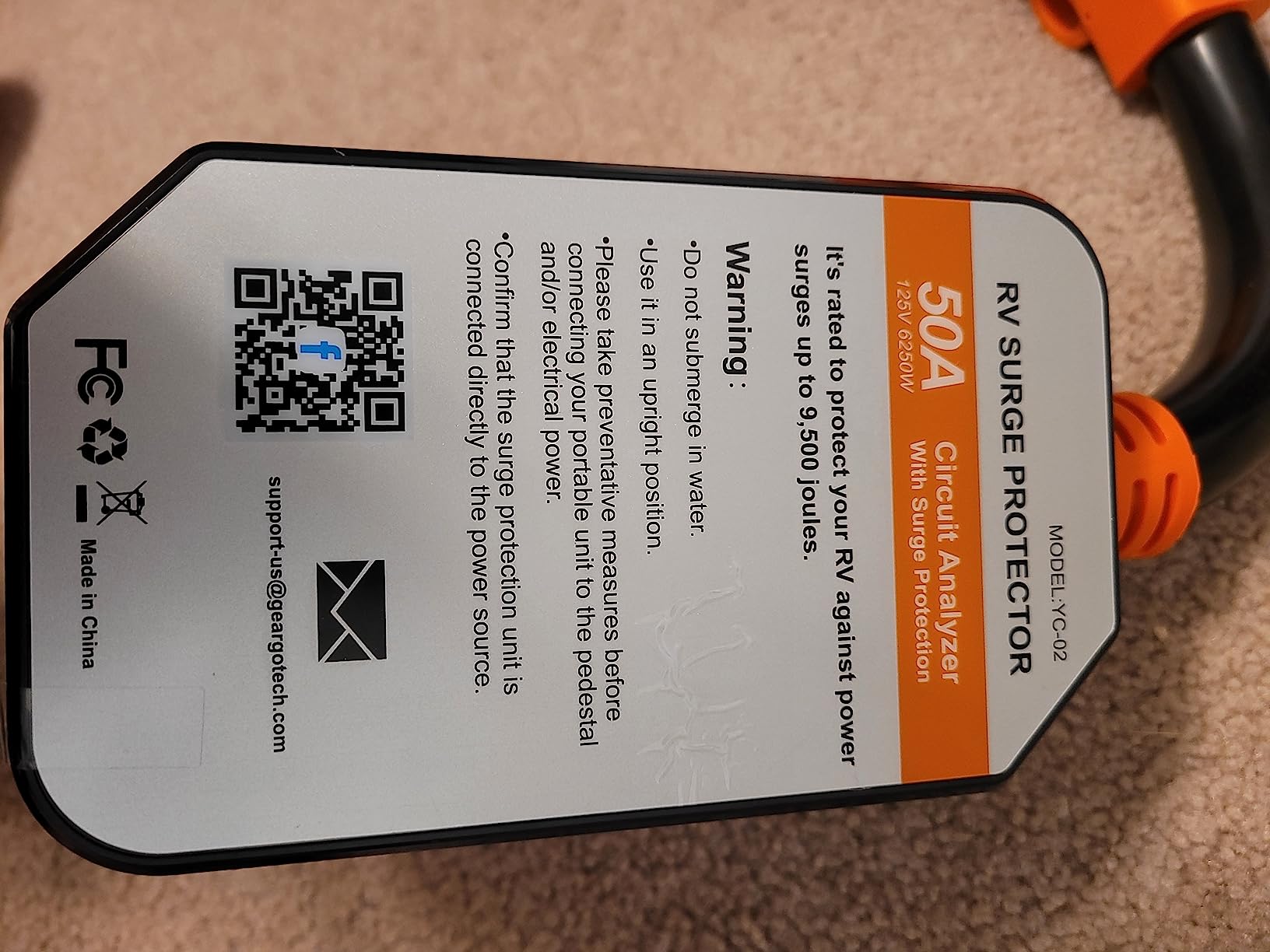 GEARGO RV Surge Protectors 50 Amp Waterproof, [𝟐𝟎𝟐𝟔 𝐍𝐞𝐰 𝐔𝐩𝐠𝐫𝐚𝐝𝐞𝐝] RV Circuit Analyzer, Full Protection RV Adapter Plug for Camper(Orange) customer photo 2
