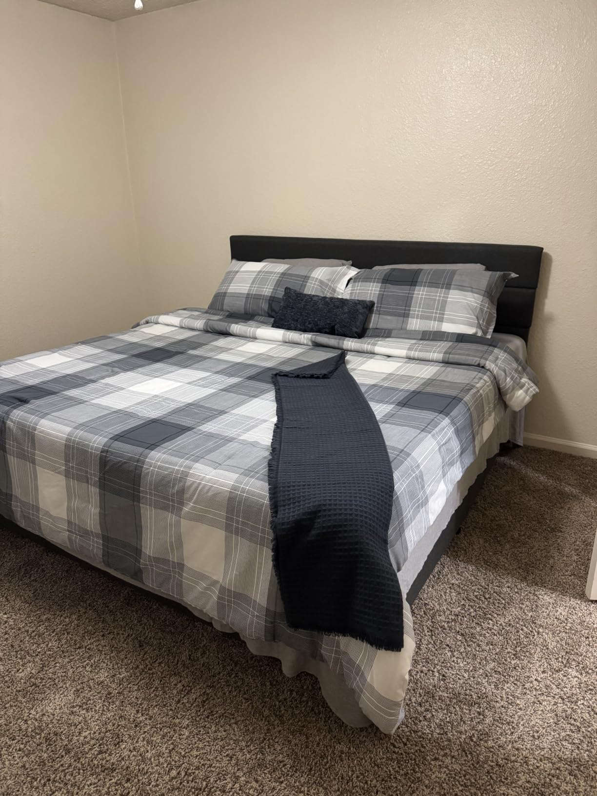 Allewie King Size Platform Bed Frame with Fabric Upholstered Headboard and Wooden Slats Support, Fully Upholstered Mattress Foundation/No Box Spring Needed/Easy Assembly, Beige customer photo 2