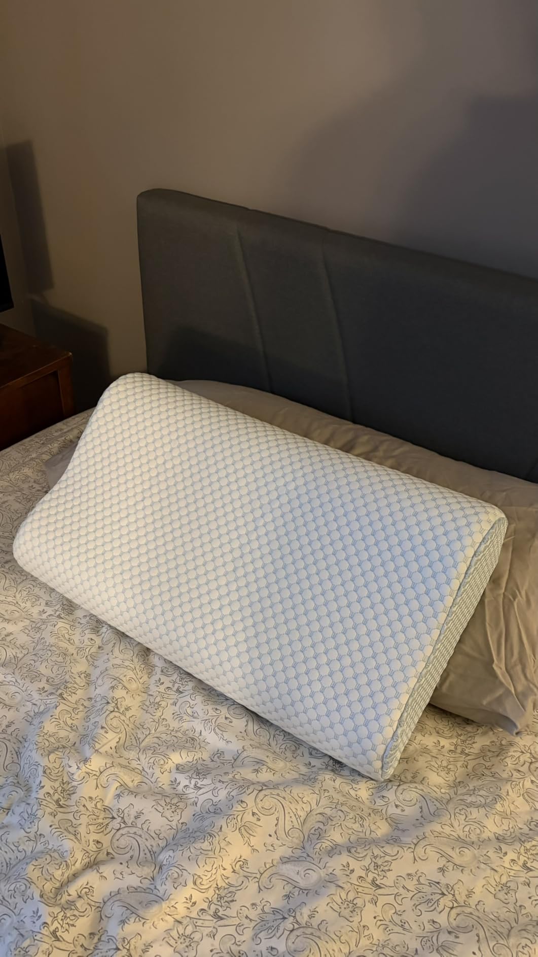 Memory Foam Pillows Neck Pillow Bed Pillow for Sleeping, Ergonomic Cervical Pillow for Neck and Shoulder Pain Relief,Orthopedic Contour Pillow for Side Back Stomach Sleeper(Blue&Grey) customer photo 2