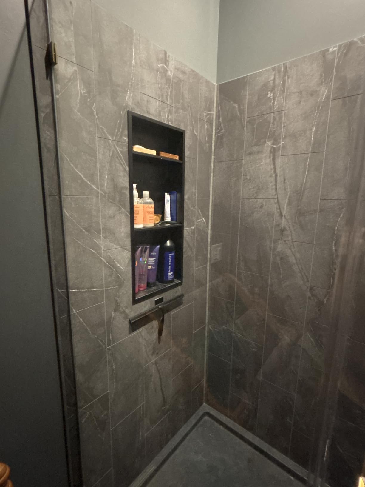 24 x 12 in Recessed Shower Niche with Double Shelves, Matte Black Stainless Steel Wall Insert, No Tile Needed, Leakproof Built-in Storage for Bathroom, Kitchen customer photo 2