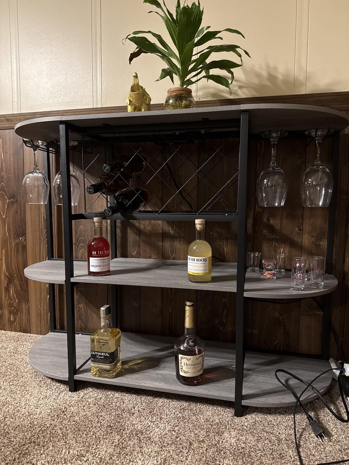 Unikito 4-Tier Metal Coffee Bar Cabinet with Outlet and LED Light customer photo 2