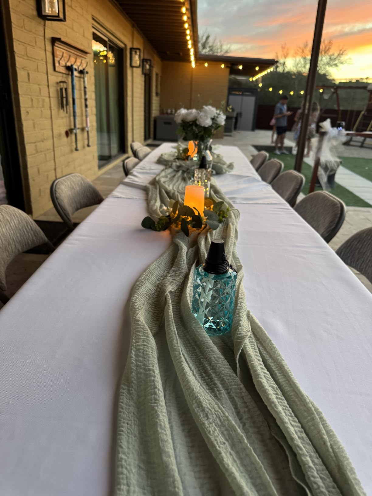 Sage Green Cheesecloth Table Runner 120 Inches Fall Party Home Decorations customer photo 1