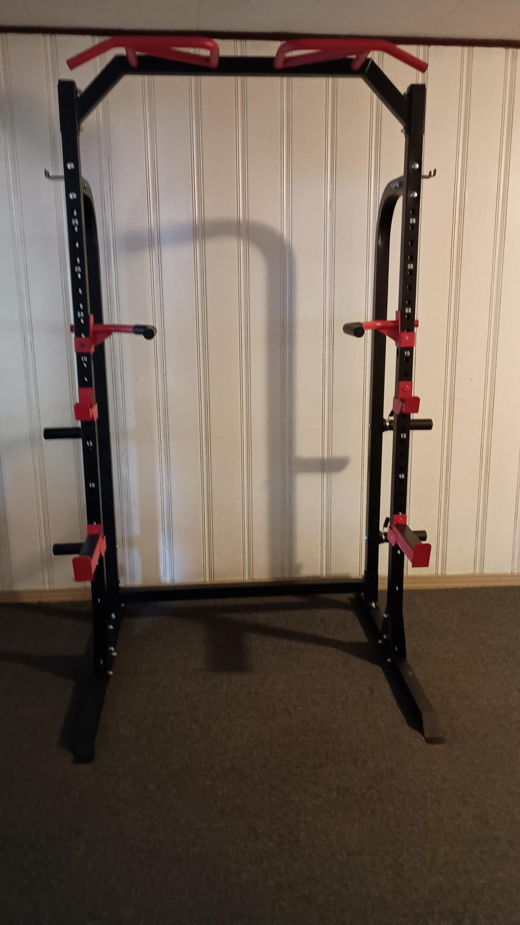 SunHome Power Cage Squat Rack with Pulley System, Adjustable Cable Crossover, J-Hooks, Dip Handles, Weight Plate Storage customer photo 1