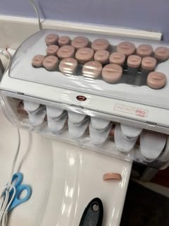 INFINITI PRO CONAIR Ceramic Flocked Hot Rollers for Women, 20 Assorted Hair Curlers with Clips, 85-Second Heat-Up, For Long, Medium, and All Hair, White customer photo 1