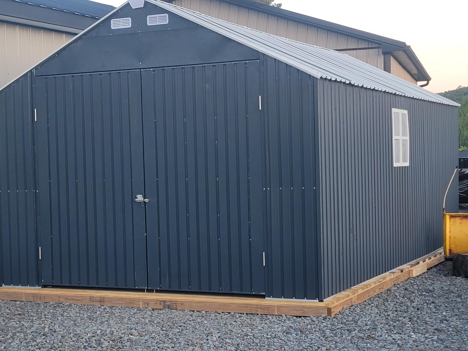 Devoko Outdoor Storage Shed 5.8 x 3.3 FT Metal Trash Shed Waterproof Outside Storage with Lid Chain Hydraulic Gas Rod for Trash Can Weeding Tools customer photo 1