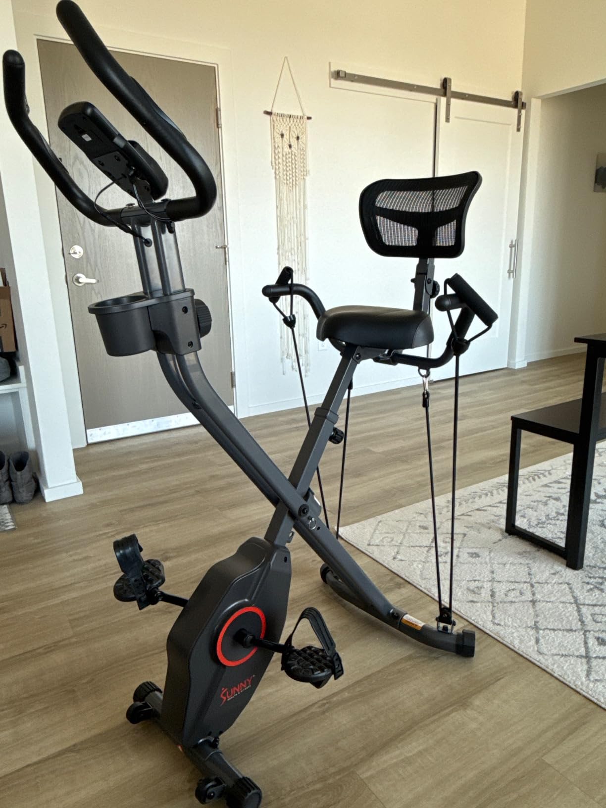Sunny Health & Fitness Smart Foldable Magnetic X-Bike, Low-Impact Workouts | Compact Design for Homegym, Indoor Cycling, Free SunnyFit App Connectivity, 14-Lvl Magnetic Resistance, Adjustable Seat customer photo 1