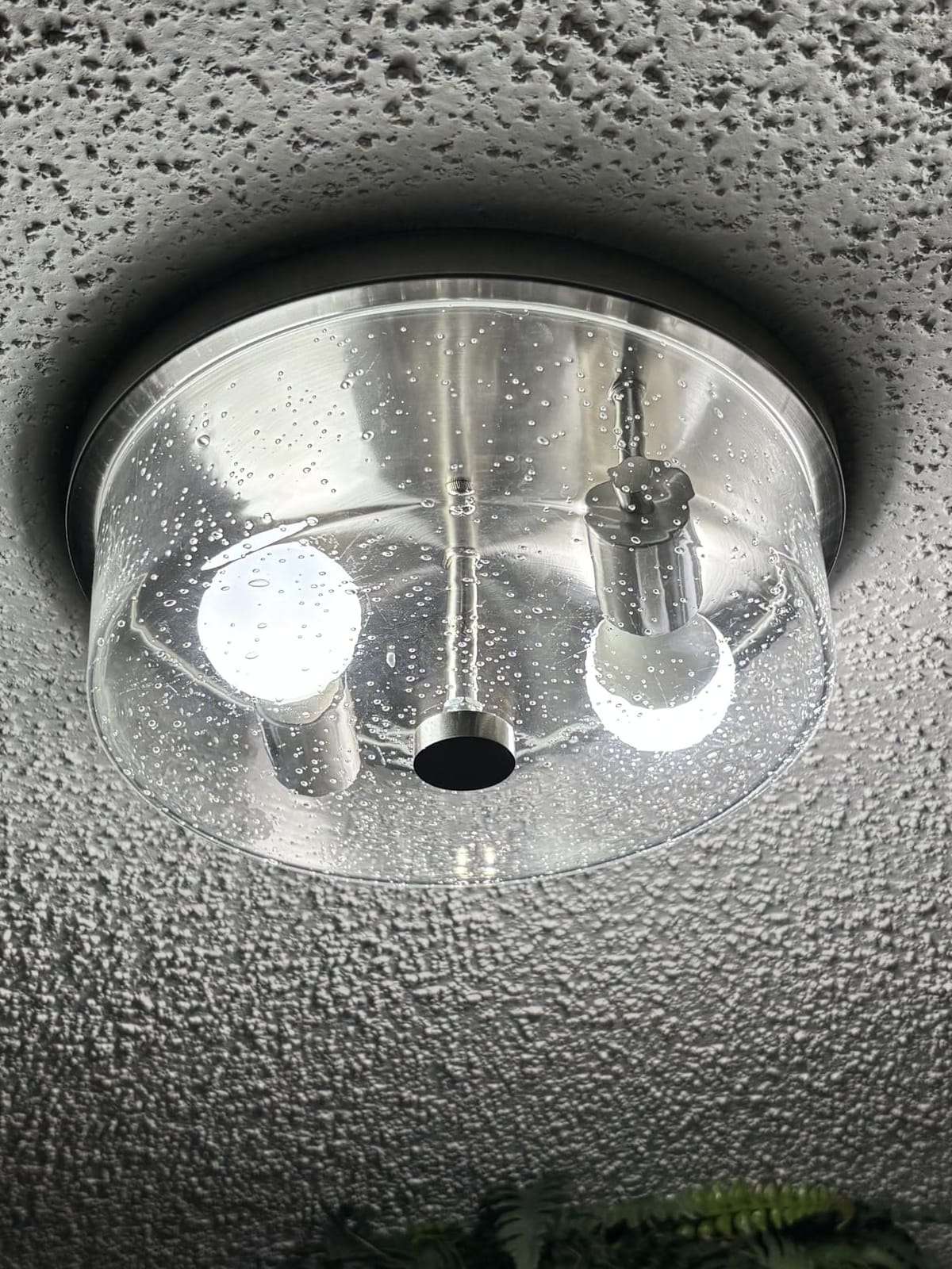 Black Flush Mount Ceiling Light Fixtures, 2-Light Ceiling Mount for Farmhouse with Seeded Glass Lampshade, Industrial Flush Mount Light Fixture Farmhouse for Hallway, Kitchen, Entryway and Foyer customer photo 2