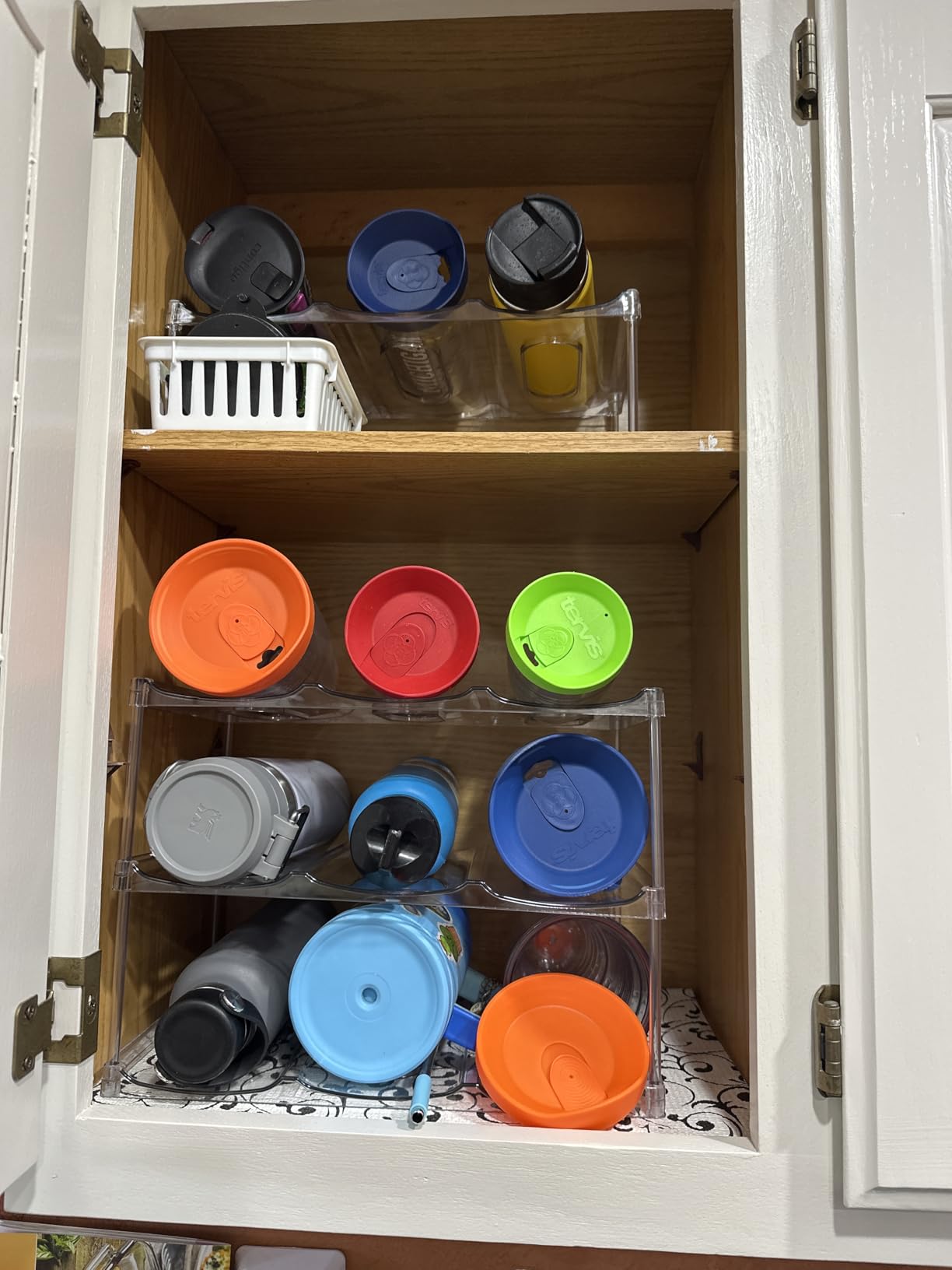 LARGER Compartment - Stackable Water Bottle Organizer Holder - for Stanley & Others' Large Tumbler - Clear Wine Rack, Cup Bottle Holder for Cabinet Home Countertop Fridge Pantry Shelf, 3 Tier Hold 9 customer photo 2
