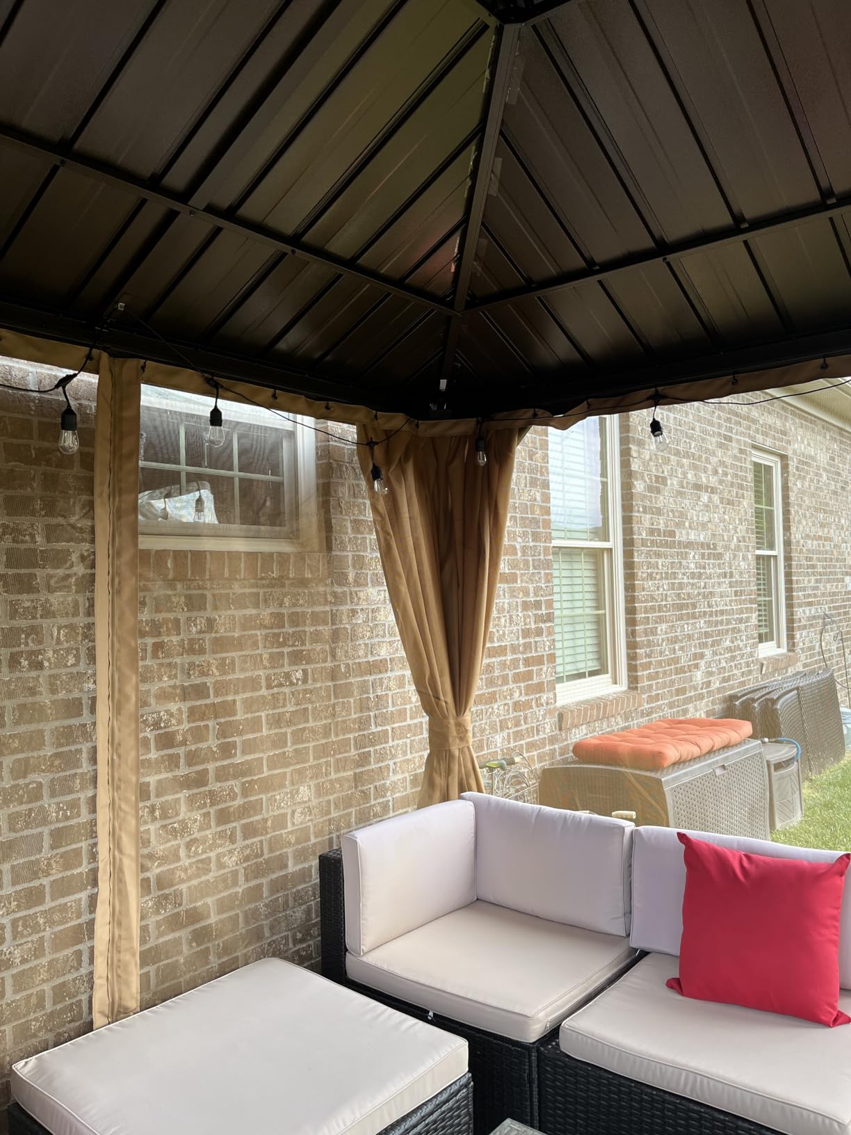 EROMMY 10' x 12' Hardtop Gazebo, Aluminum Frame Gazebos with Galvanized Steel Double Roof, Permanent Outdoor Metal Pavilion with Curtain and Netting for Patio, Lawn, Deck customer photo 1