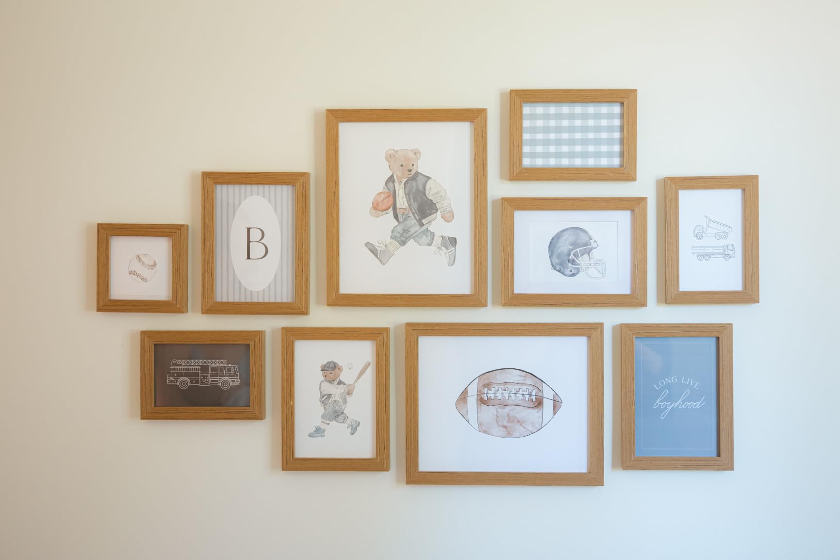 Egofine Picture Frame Set 12 Pack, Picture Frames Collage Wall Decor with Two 11x14, Two 8x10, Four 5x7, Four 4x6 for Wall and Tabletop, Made of Solid Wood, Covered by Plexiglass, Natural Wood customer photo 1