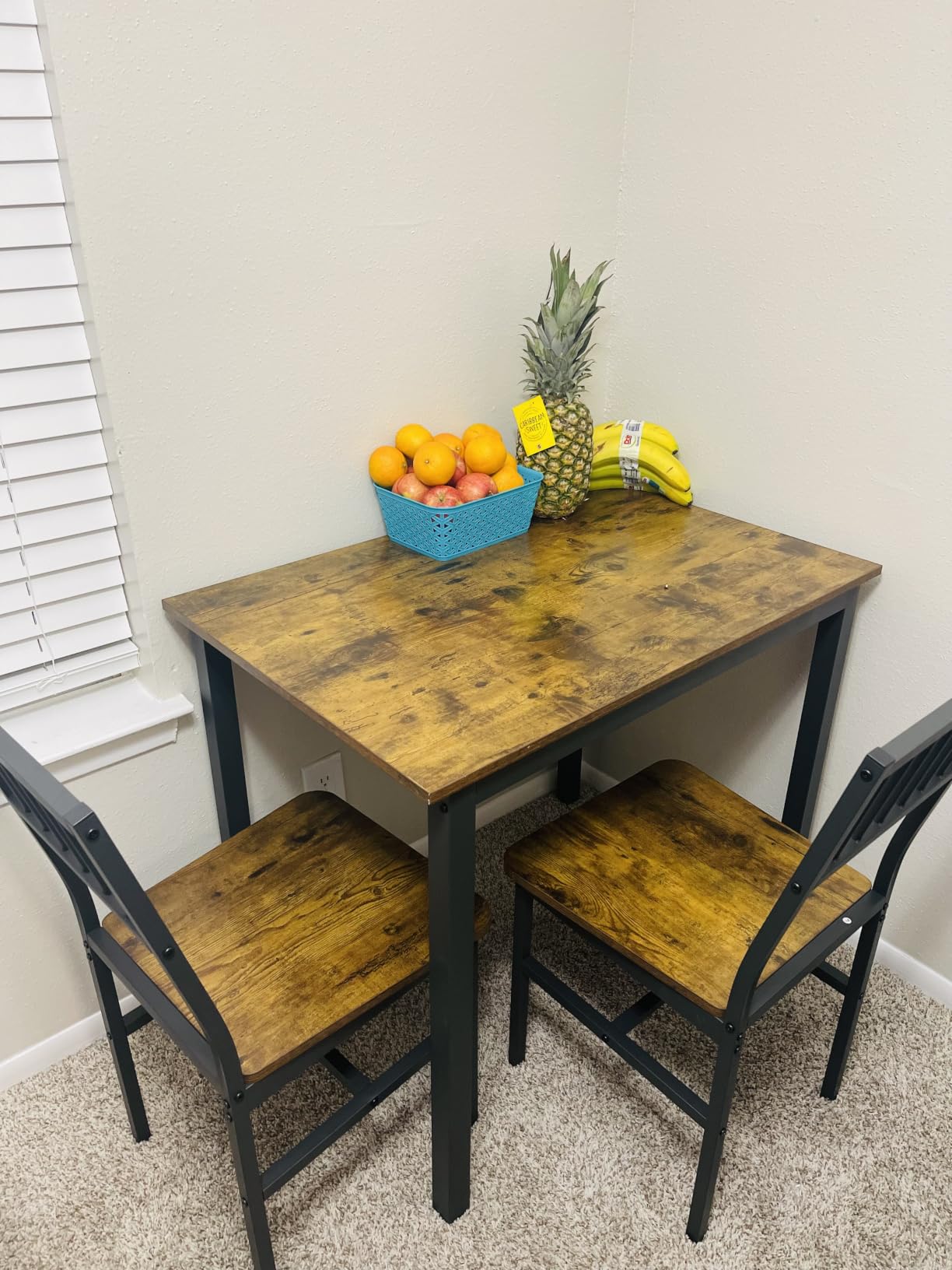 AWQM 3 Piece Dining Table, Small Kitchen Table Set for 2 with Chairs (Brown) | Wood Breakfast Nook Table and Chairs Set of 2, Dinette Set for Small Space, Dining Room, Office, Apartment customer photo 1