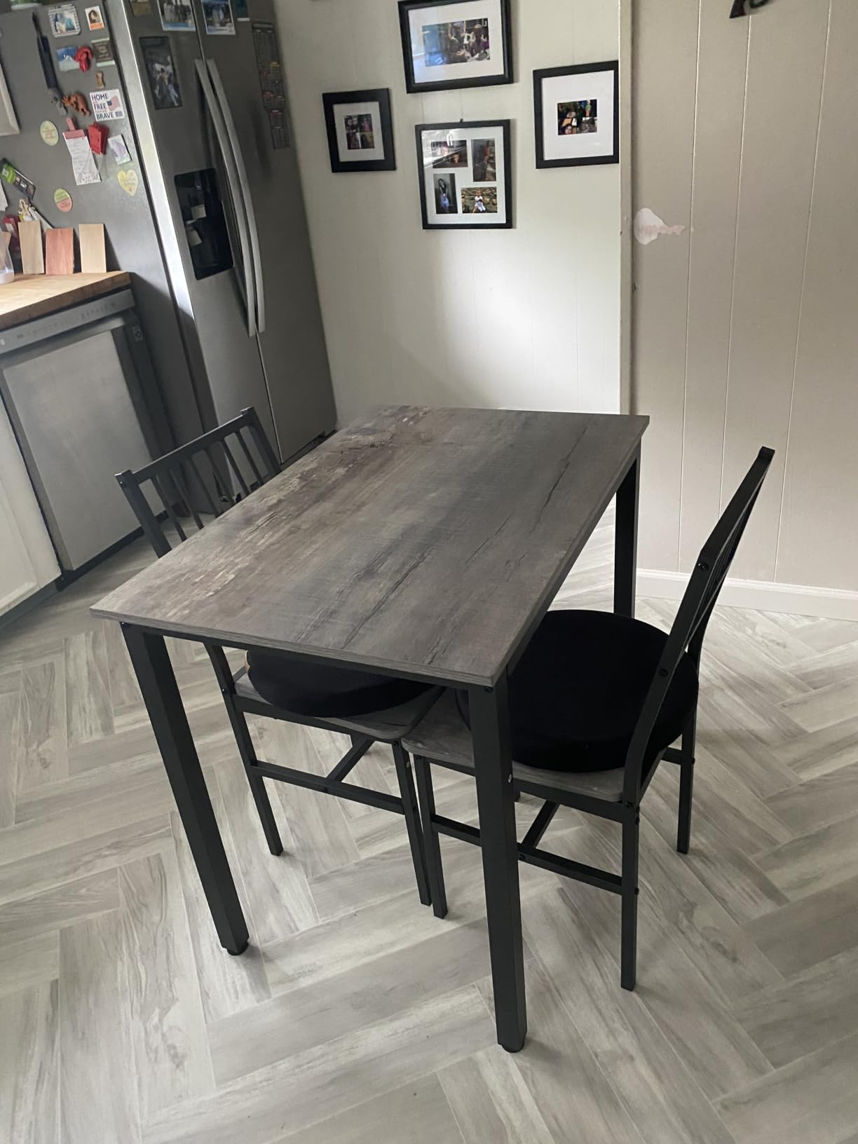 AWQM 3 Piece Dining Table, Small Kitchen Table Set for 2 with Chairs (Brown) | Wood Breakfast Nook Table and Chairs Set of 2, Dinette Set for Small Space, Dining Room, Office, Apartment customer photo 2
