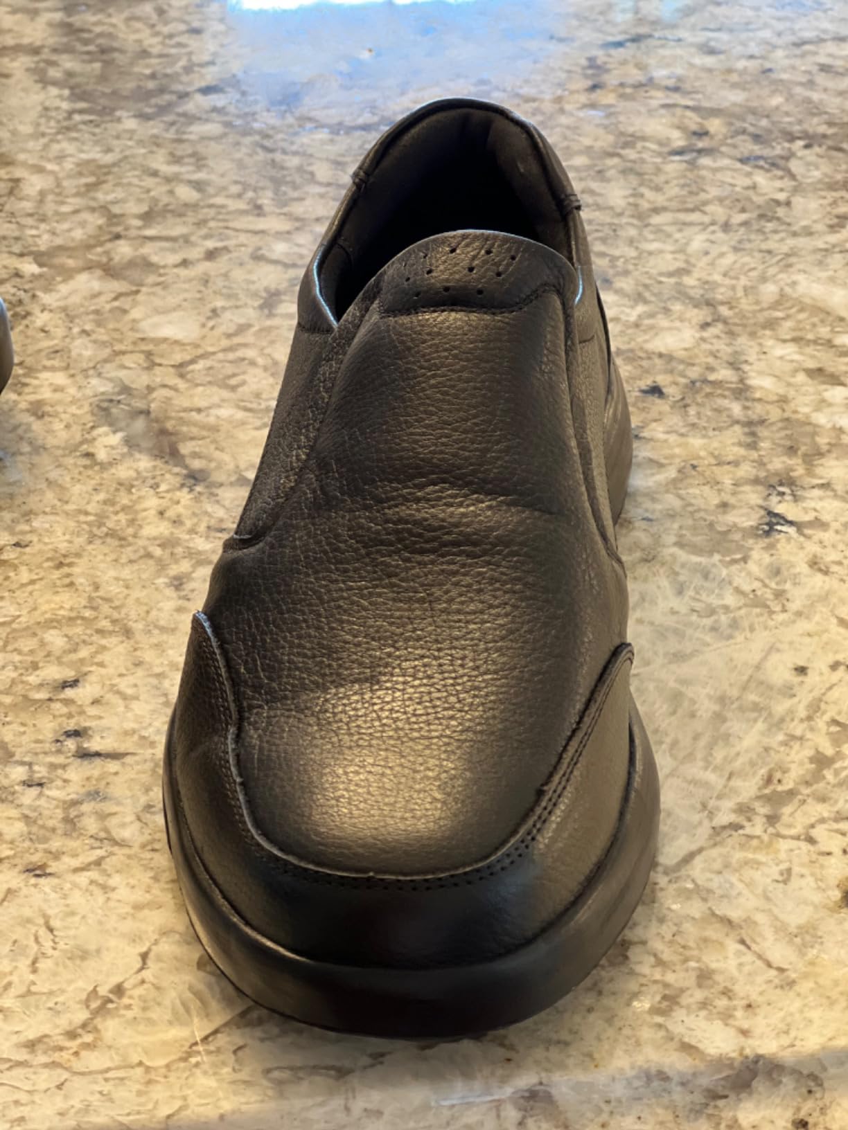 OrthoComfoot Men's Orthopedic Leather Dress Walking Shoes: Comfortable Plantar Fasciitis Oxfords with Arch Support, Business Diabetic Slip-On Loafers for Foot and Heel Pain Relief customer photo 2