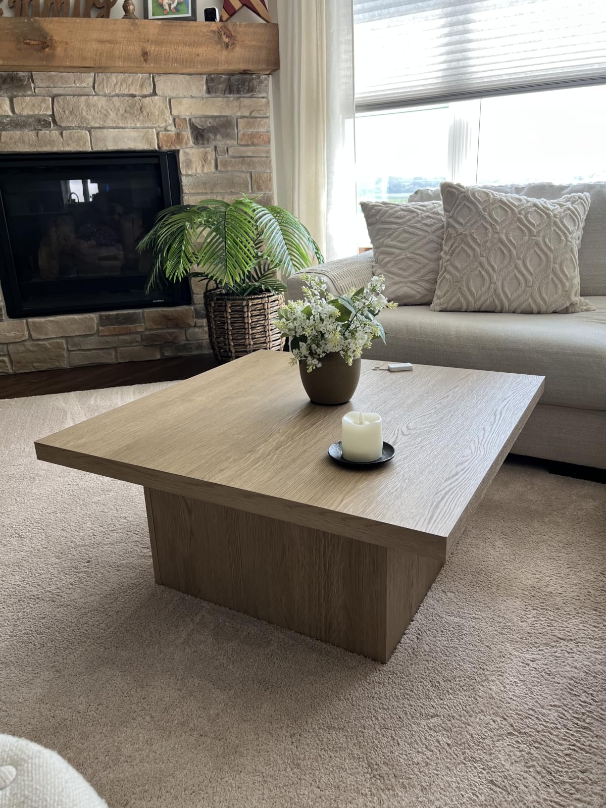 Coaster Home Furnishings Zetta Square Coffee Table, Mango Wood, 35-Inch Top, Rustic Wood-Look Laminate, Modern Living Room Centerpiece Furniture customer photo 2