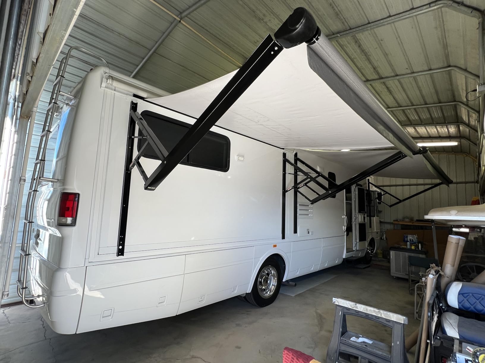 Black Electric Power RV Awning Frame and Fabric Assemblies Full Set for RV, 5th Wheel, Travel Trailers, Toy Haulers, and Motorhome RV Trailer Awning for Home or Camper (21Feet, Black Solid) customer photo 1