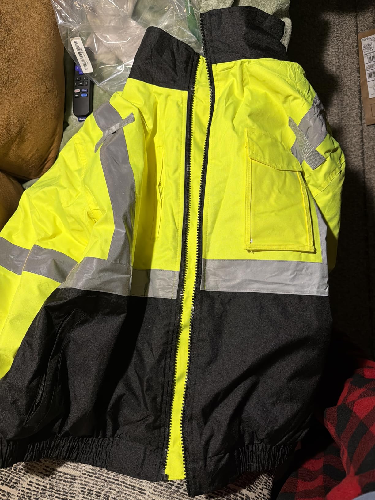 TCCFCCT Hi Vis Jackets for Men Women Waterproof High Visibility Safety jackets for Men, Warm Reflective Jacket with Pockets, Construction Coats for Cold Winter, High Vis Rain Gear, J-Yellow, XL customer photo 2