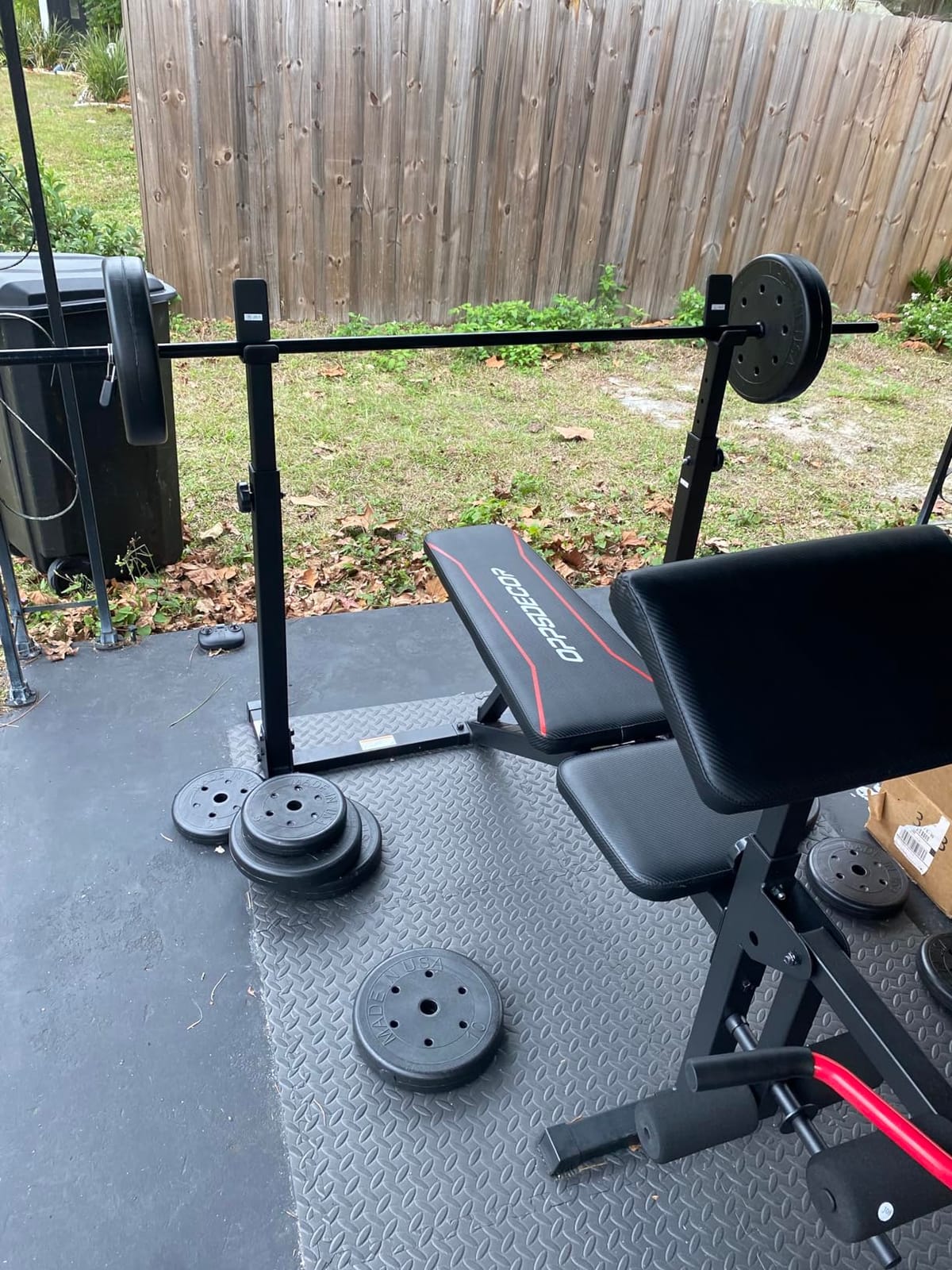 OPPSDECOR ASTM-Certified 900LBS Weight Bench Set with Squat Rack & Leg Extension, Preacher Curl Workout Bench & Bench Press Set for Home Gym Full Body Training customer photo 1