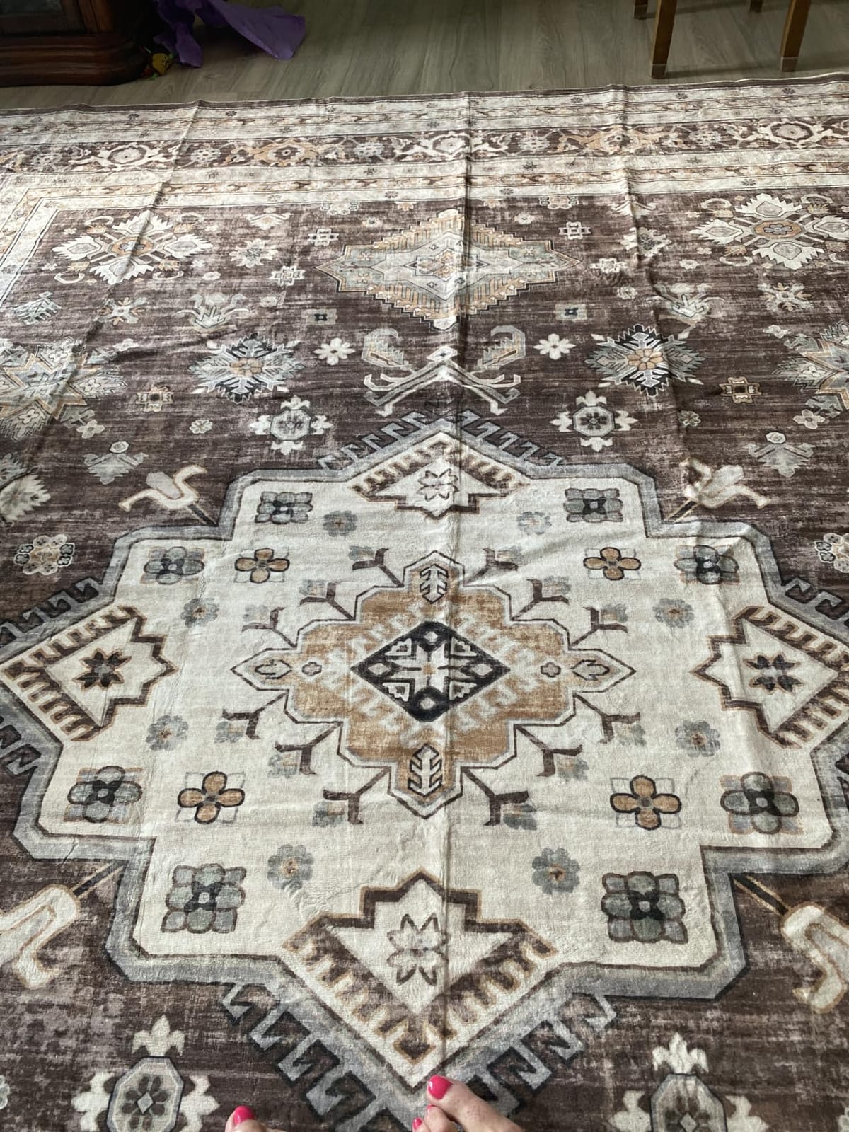 cotiled 5x7 Area Rug for Living Room, Washable, Traditional, Beige | Soft Distressed Oriental Design with Vintage Charm for Bedroom, Dining Room, and Home Office customer photo 2