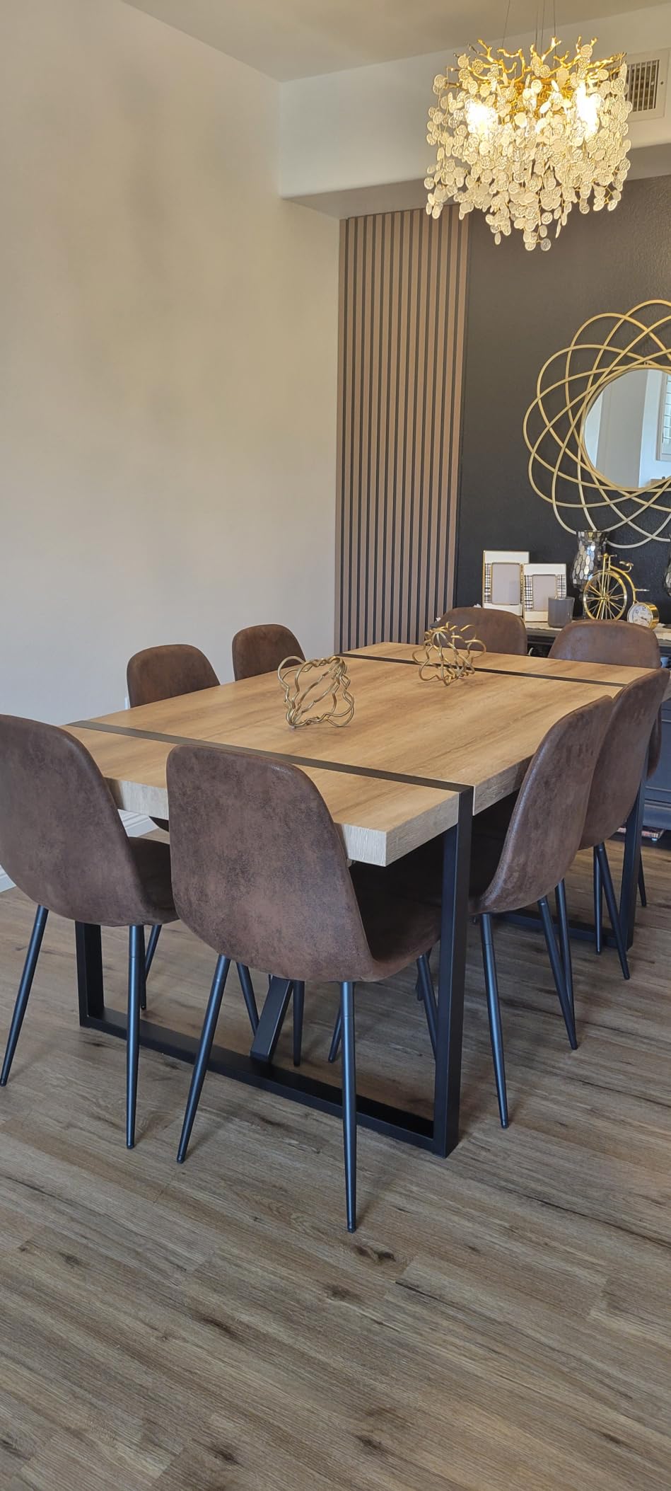 Dining Table Set for 8,9 Piece Dining Table Set | Modern 71'' Rectangle Wood Kitchen Table and Fabric Chairs Set of 8 customer photo 1