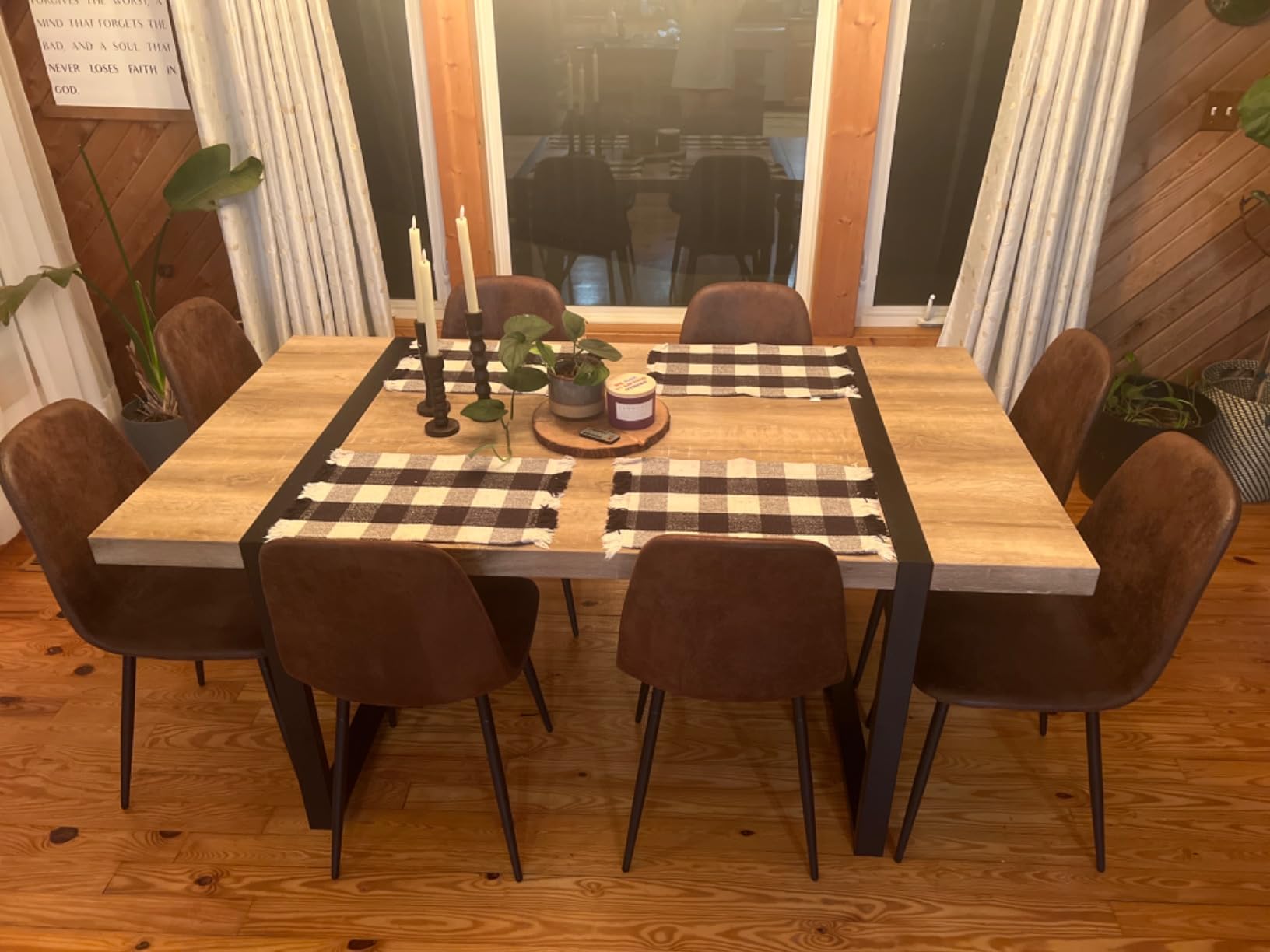Dining Table Set for 8,9 Piece Dining Table Set | Modern 71'' Rectangle Wood Kitchen Table and Fabric Chairs Set of 8 customer photo 2