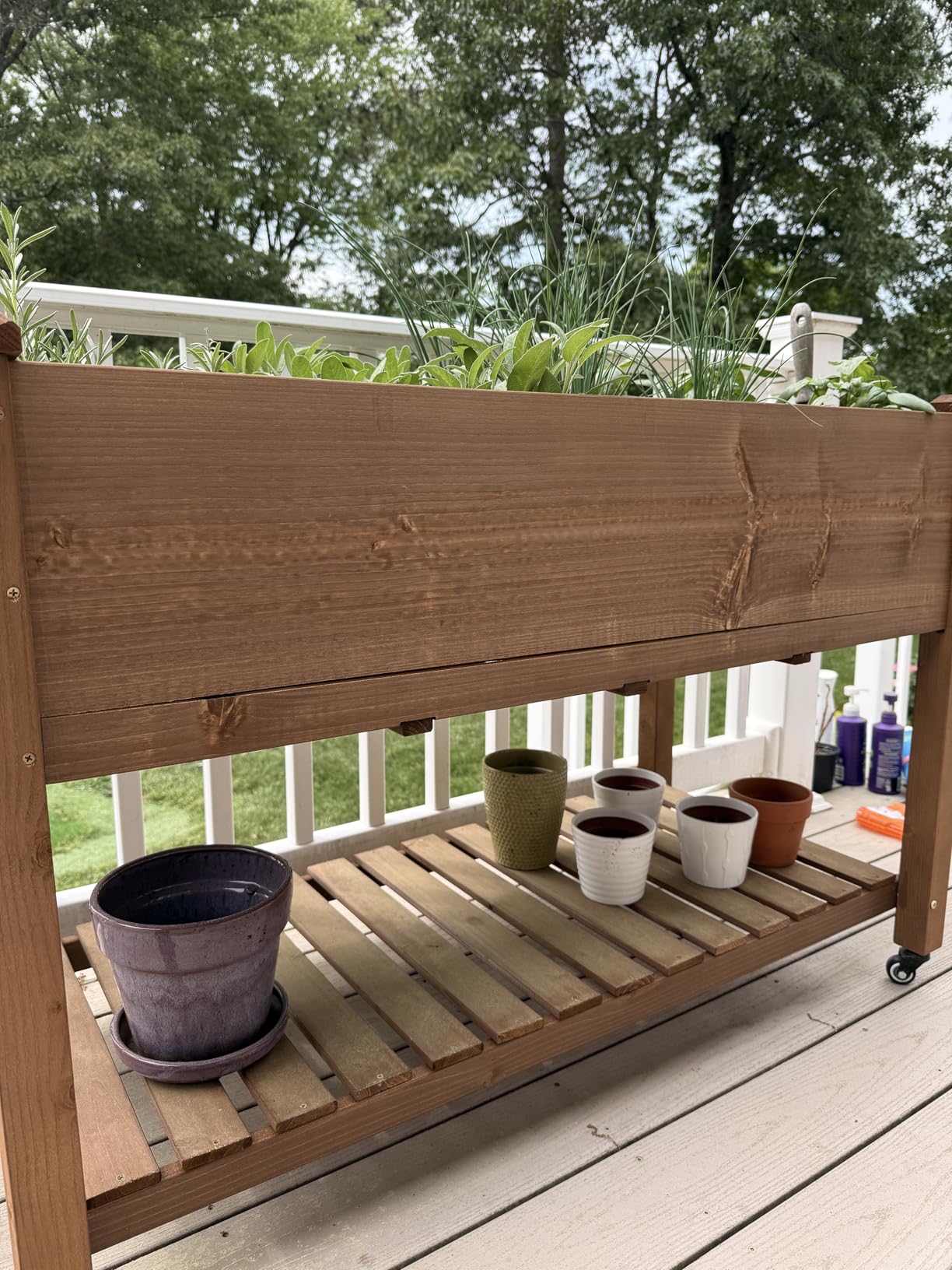 ketive Raised Garden Bed with Lockable Wheels Mobile Elevated Wood Planter,Storage Shelf, Protective Liner,55.5x24x32in (Brown) customer photo 1