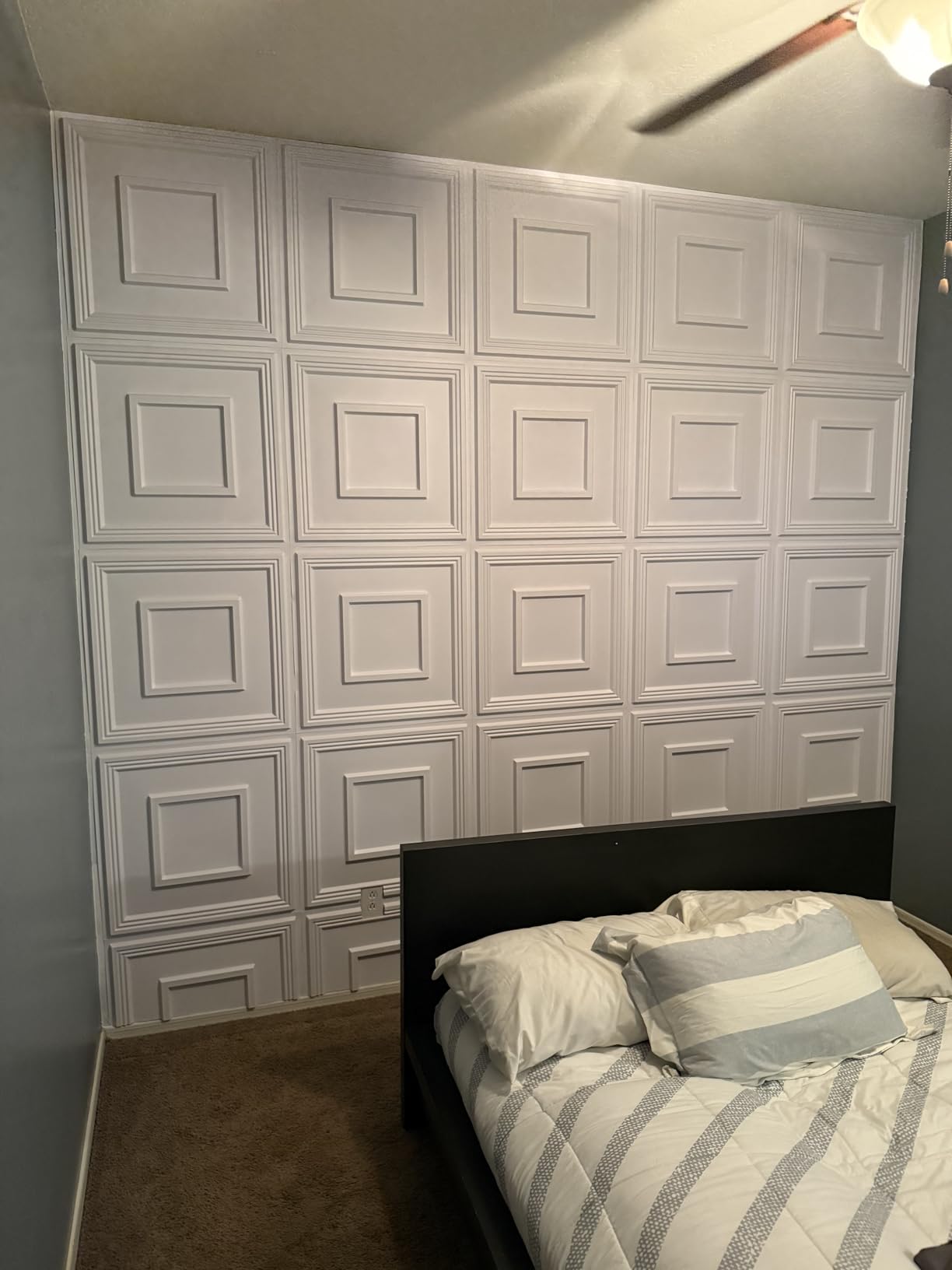 STICKGOO PVC Ceiling Tiles, 2'x2' Glue Up Ceiling Panel White to Prevent Breakage Cover 48 Sq. Ft, Pack of 12 Tiles customer photo 1