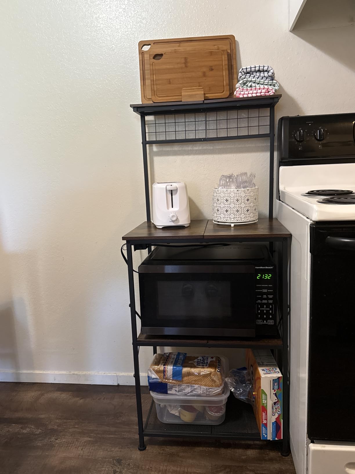 Furologee Kitchen Bakers Rack with Power Outlet, 22-Inch Microwave Stand customer photo 1