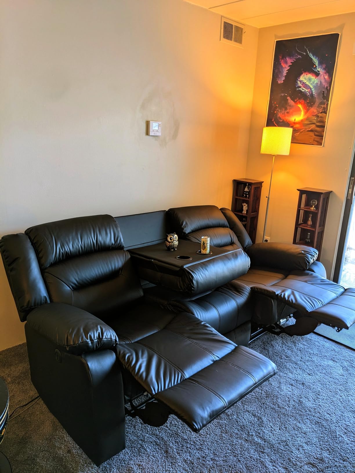 EBELLO Faux Leather Power Electric Reclining Sofa, Overstuffed Comfortable Armrest 3 Seat Recliner Sofa, Couch for Living Room, Bedroom Furniture, Meeting Room, Black (3 Seat Sofa) customer photo 1