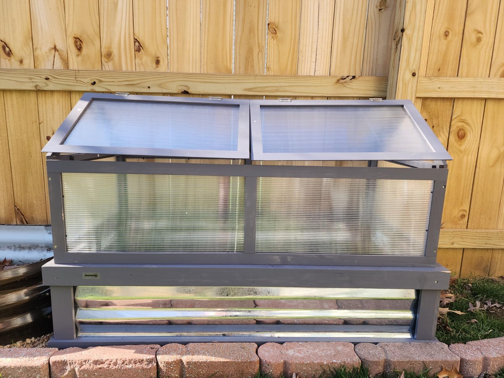 Outsunny Raised Garden Bed, Polycarbonate Mini Greenhouse, Gray customer photo 1