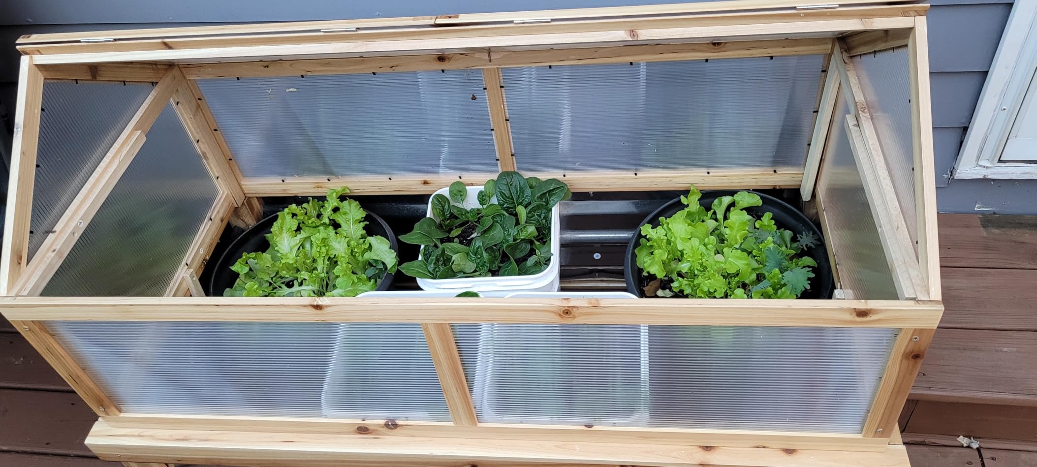 Outsunny Raised Garden Bed, Polycarbonate Mini Greenhouse, Gray customer photo 2