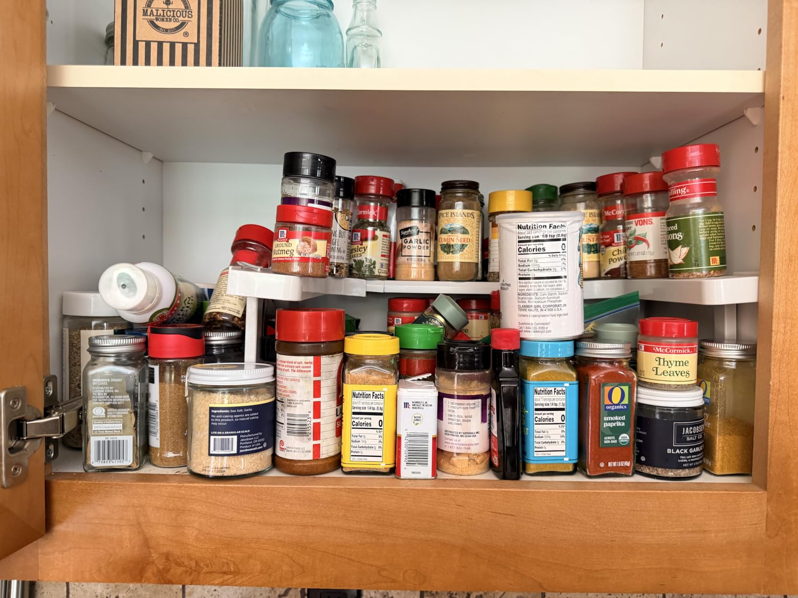 LAMU 2 Tier Lazy Susan Turntable Organizer 9.25'' Rotating Spice Rack Organization for Cabinet, Kitchen, Pantry, Countertop, Bathroom, Vanity, Medicine Cabinet Organizer, Clear customer photo 1
