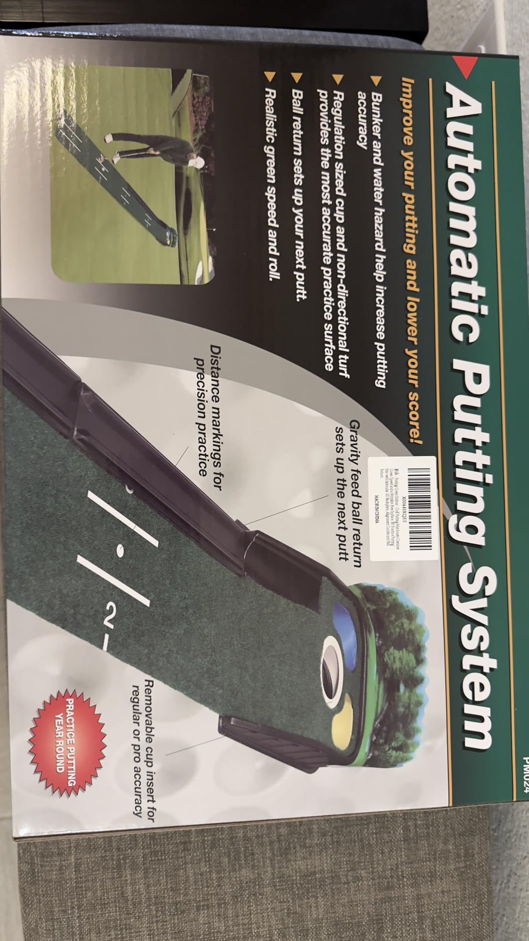 Putting Green Indoor - Golf Putting Mat boasts Genuine Green Speed and a Wrinkle-Free Surface. 8ft Practice Putting Mat with lenticular 3D Backplate, Alignment Guides and Ball Return customer photo 1
