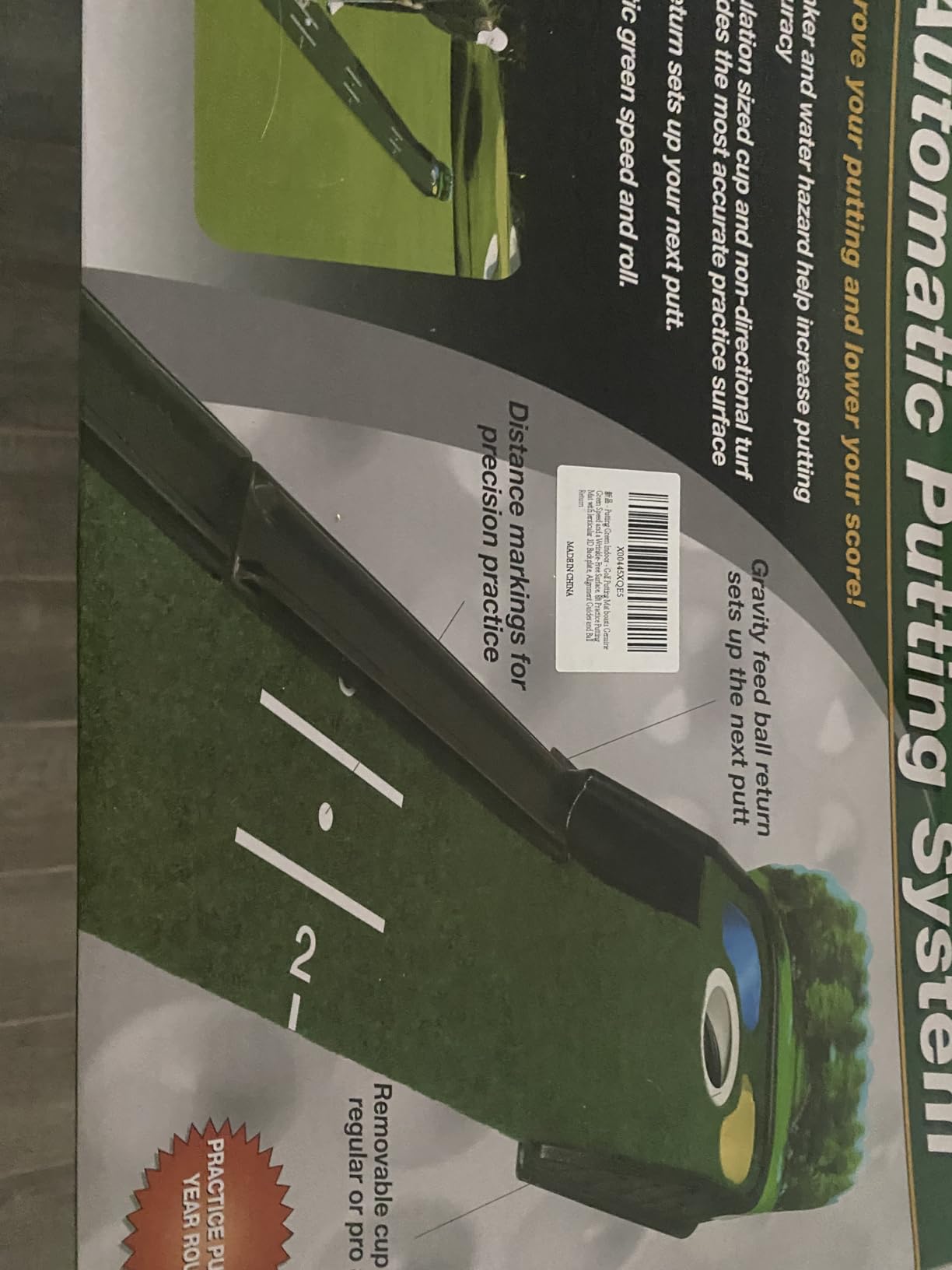 Putting Green Indoor - Golf Putting Mat boasts Genuine Green Speed and a Wrinkle-Free Surface. 8ft Practice Putting Mat with lenticular 3D Backplate, Alignment Guides and Ball Return customer photo 2