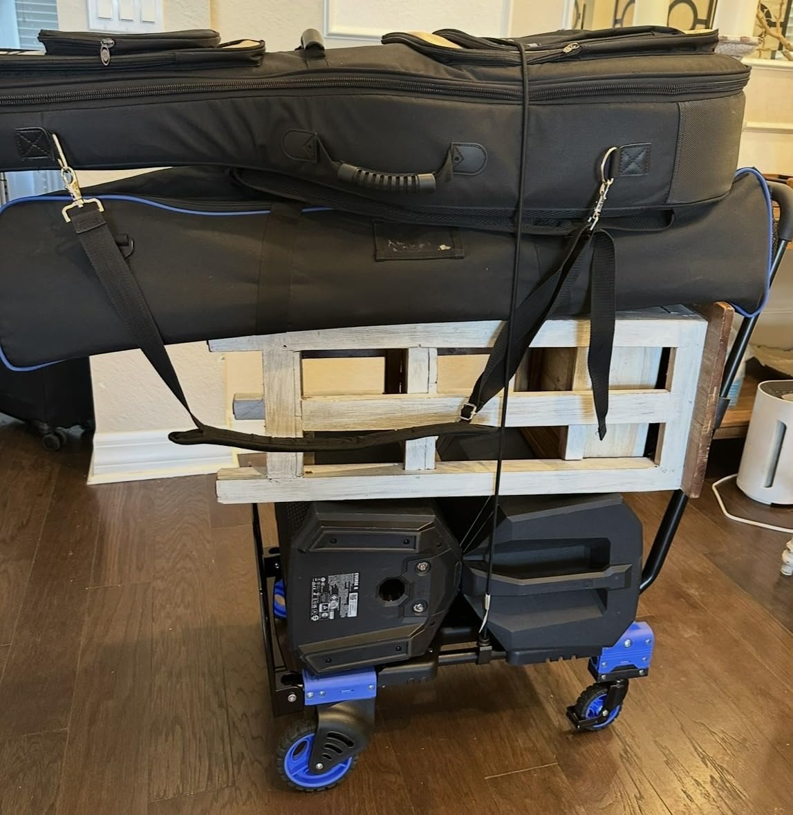 Folding Hand Truck Dolly, 330lb Convertible 4 to 2 Wheel Moving Cart, Blue customer photo 1