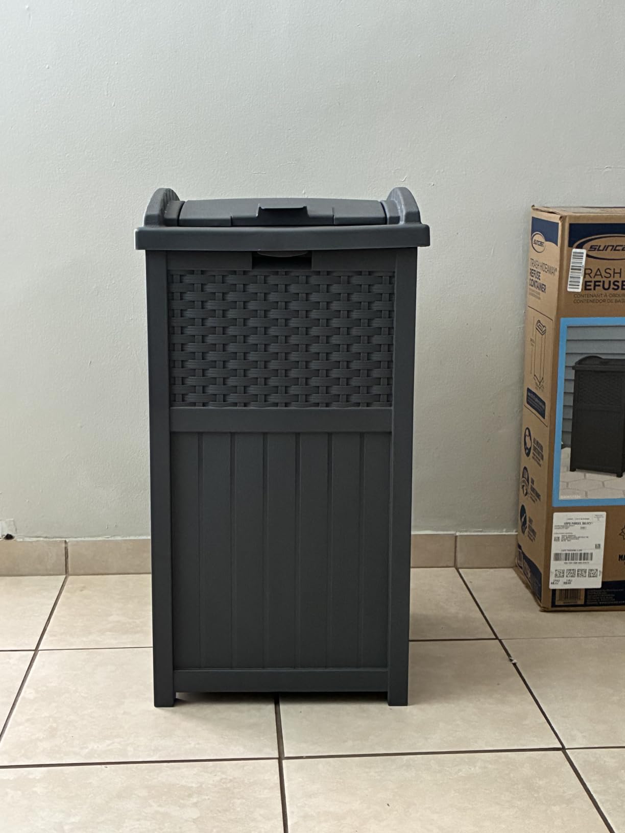 Suncast Dual 33 Gal Trash Hideaway Cabinet, Discrete Outdoor Storage customer photo 2