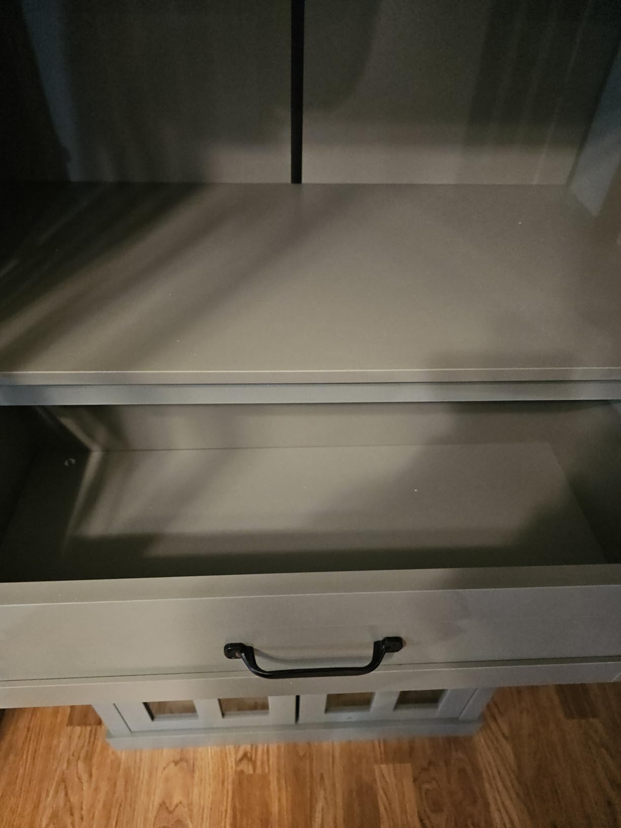 FOTOSOK 71'' Tall Kitchen Cabinet with Glass Doors and Drawer | Freestanding Food Pantry with Adjustable Shelves for Dining, Living Room, Natural customer photo 2