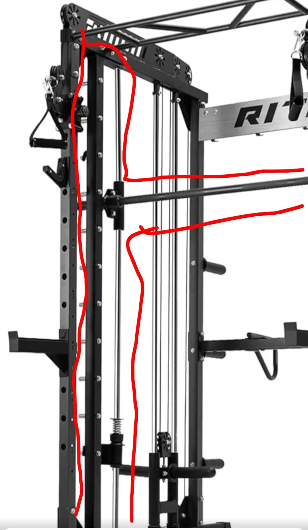RitFit M1 Pro Smith Machine Cable Crossover Power Cage Home Gym | Dual 360 Cables, Barbell & Handles, LAT Pulldown, 1850LBS Weight Capacity customer photo 1