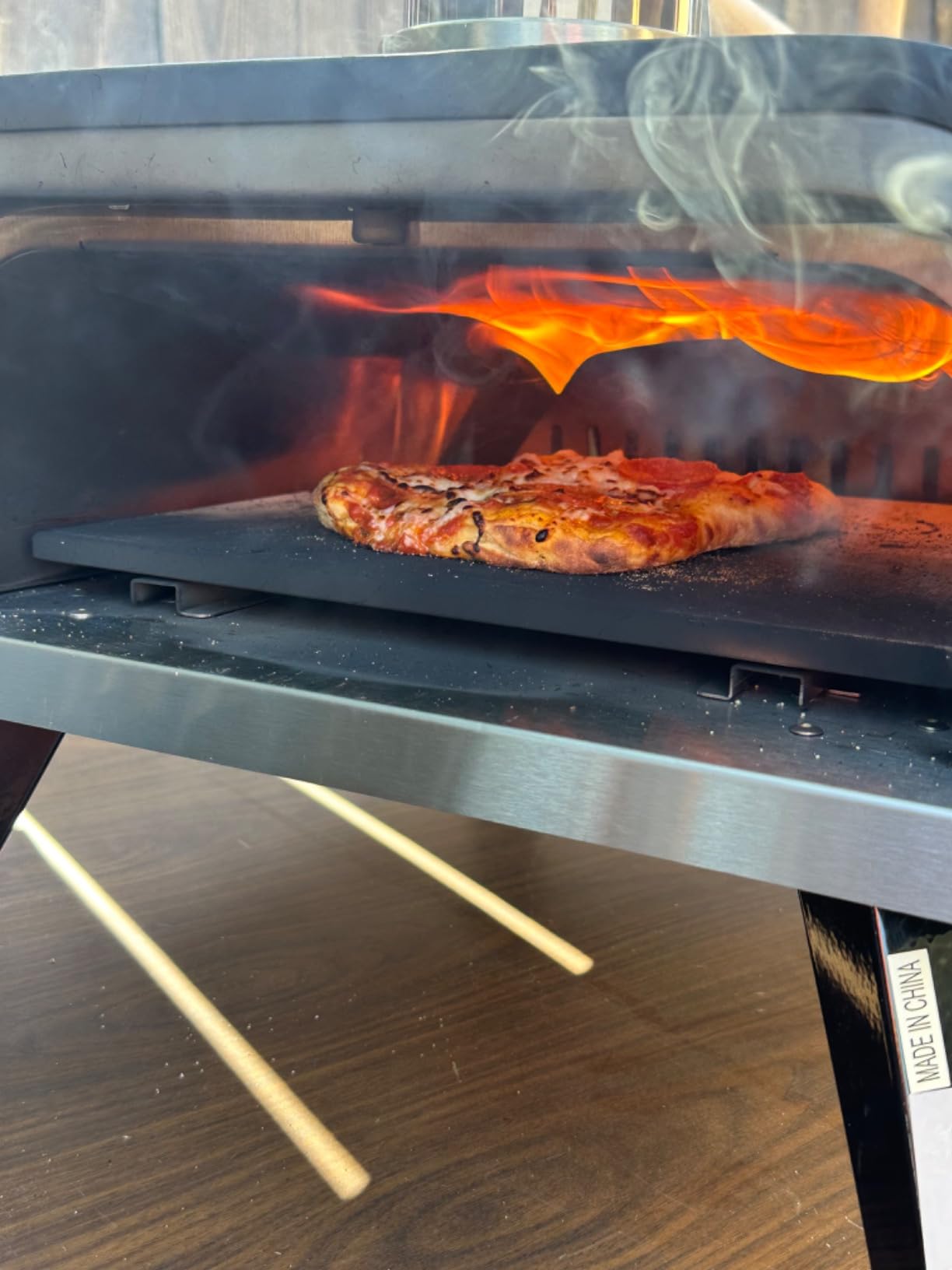 Pizza Oven Outdoor Wood Fired and Gas Pizza Oven 12 Multi-Fuel Pizza Oven, Portable Pizza Maker Oven Grill for Outside Backyard, with Gas Burner, Wood Tray, oven gloves, Peel, and Cutter customer photo 1