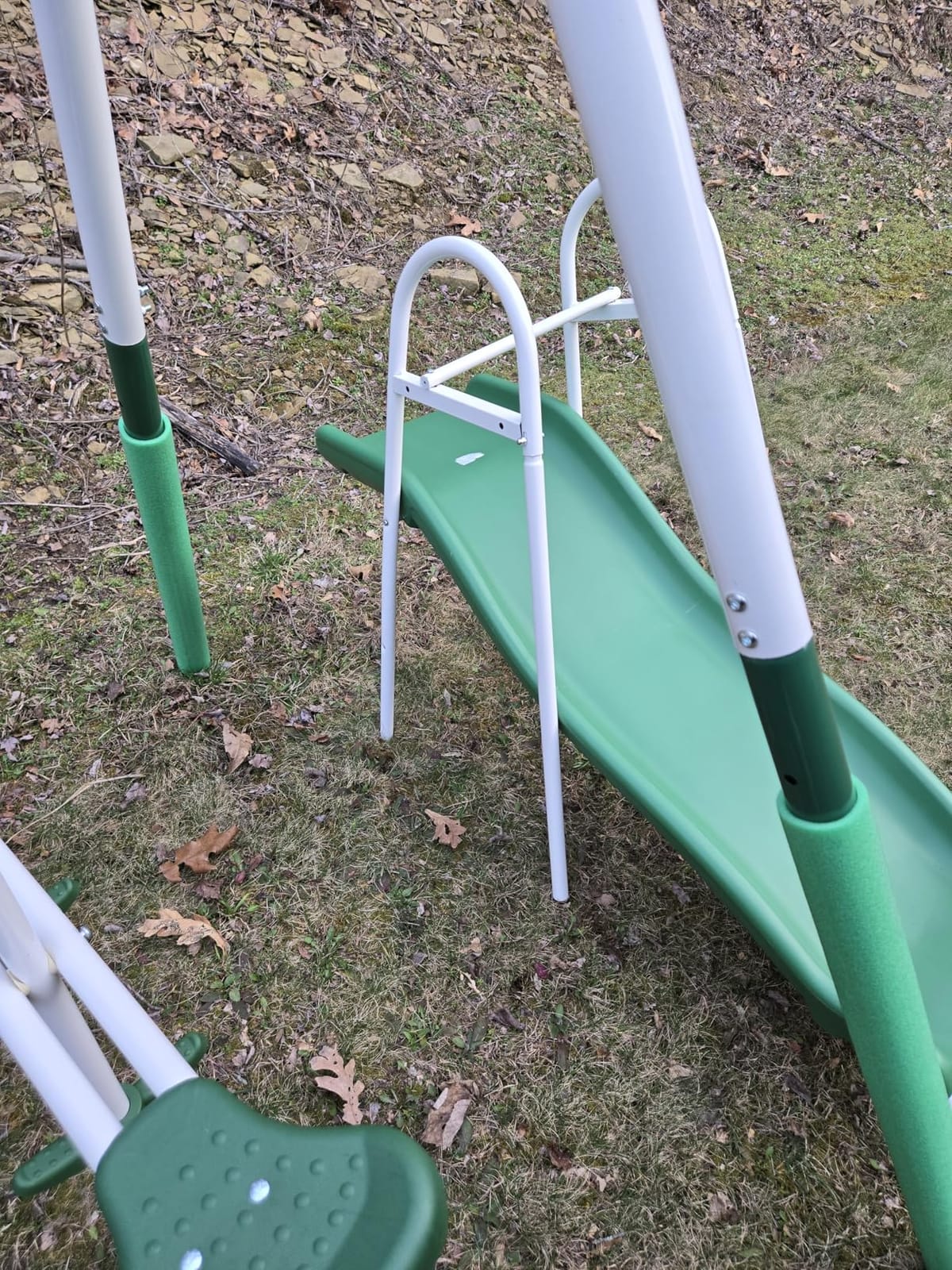 Sportspower Park Ridge Metal Swing Set for Ages 3-8, 2 Swings, Standing Swing, Roman Glider, Teeter Totter, on 5ft Slide, 6.1ft Durable Steel Frame, Anchor Kit, 800lbs customer photo 1