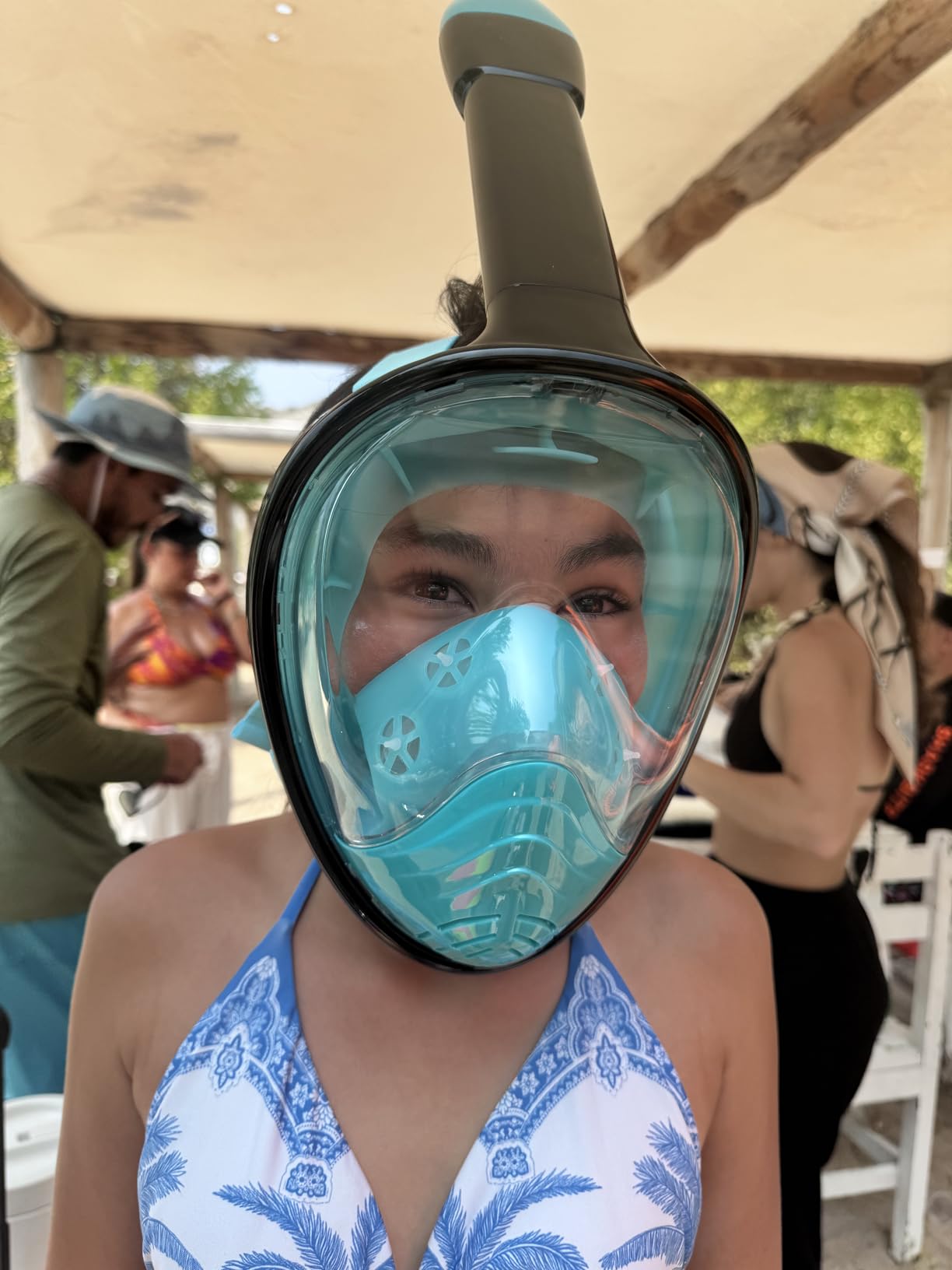QingSong Full Face Snorkel Mask for Adults, Snorkeling Gear with Camera Mount, 180 Degree Panoramic View Snorkel Set Anti-Fog Anti-Leak customer photo 2