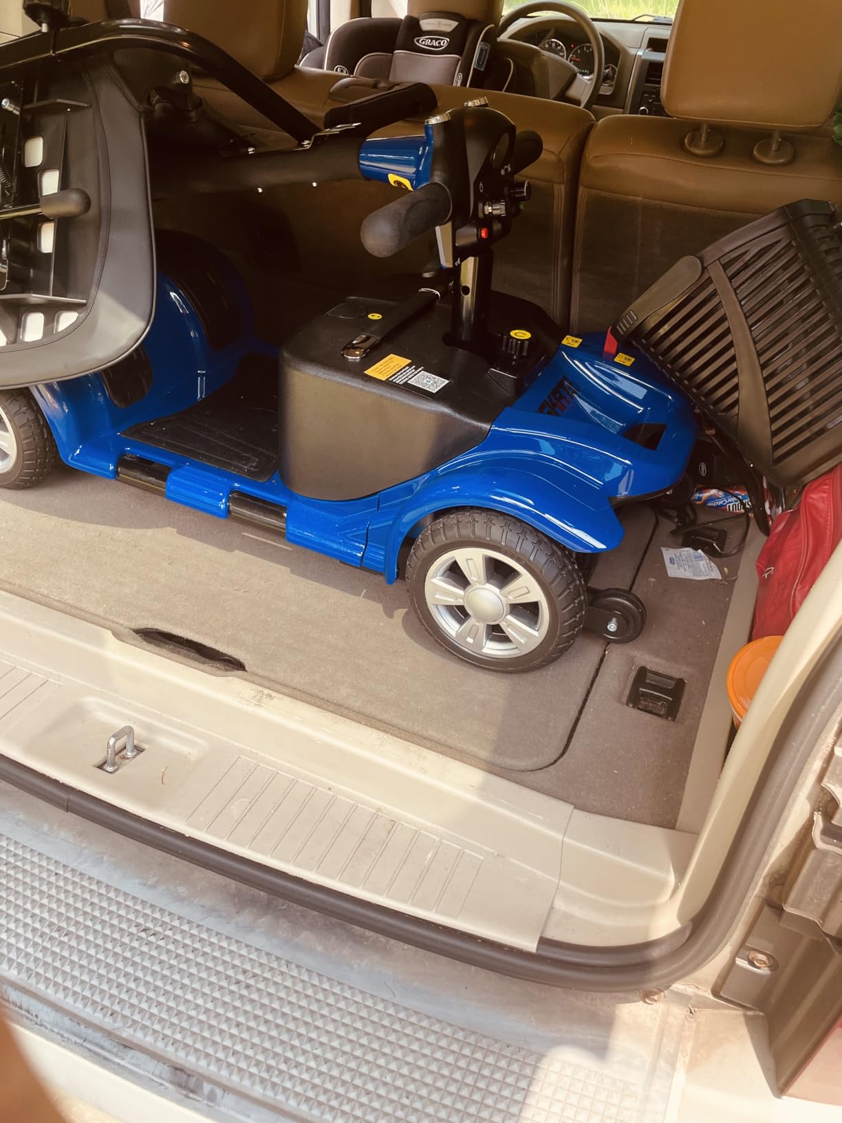 Mobility Scooter for Adults, Senior, 4 Wheels Electric Powered Chargeable Device for Travel, Lightweight and Portable, with LED Headlights and Basket, Charger Included (RED) customer photo 2