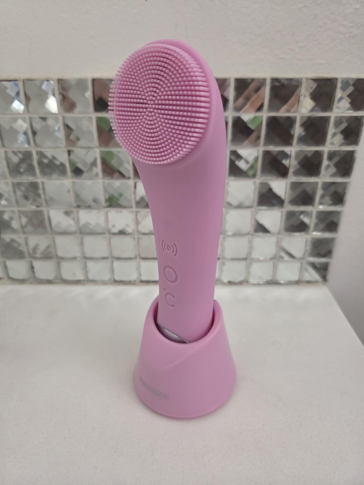 PRITECH Facial Cleansing Brush, Rechargeable Silicone Face Scrubber with Heat Massage End, Vibrating Exfoliator Scrubber for Deep Cleaning, Waterproof Face Brush for Women and Men (Pink) customer photo 1
